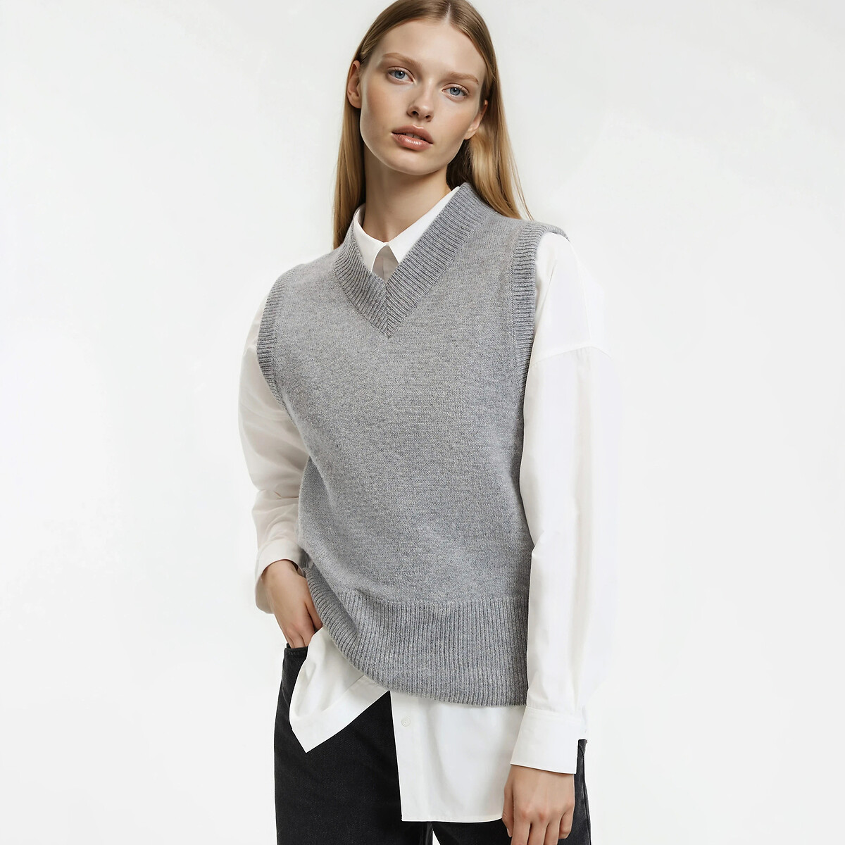 La Redoute Collections Wool And Cashmere Jumper Made In France Women's Grey Marl Small