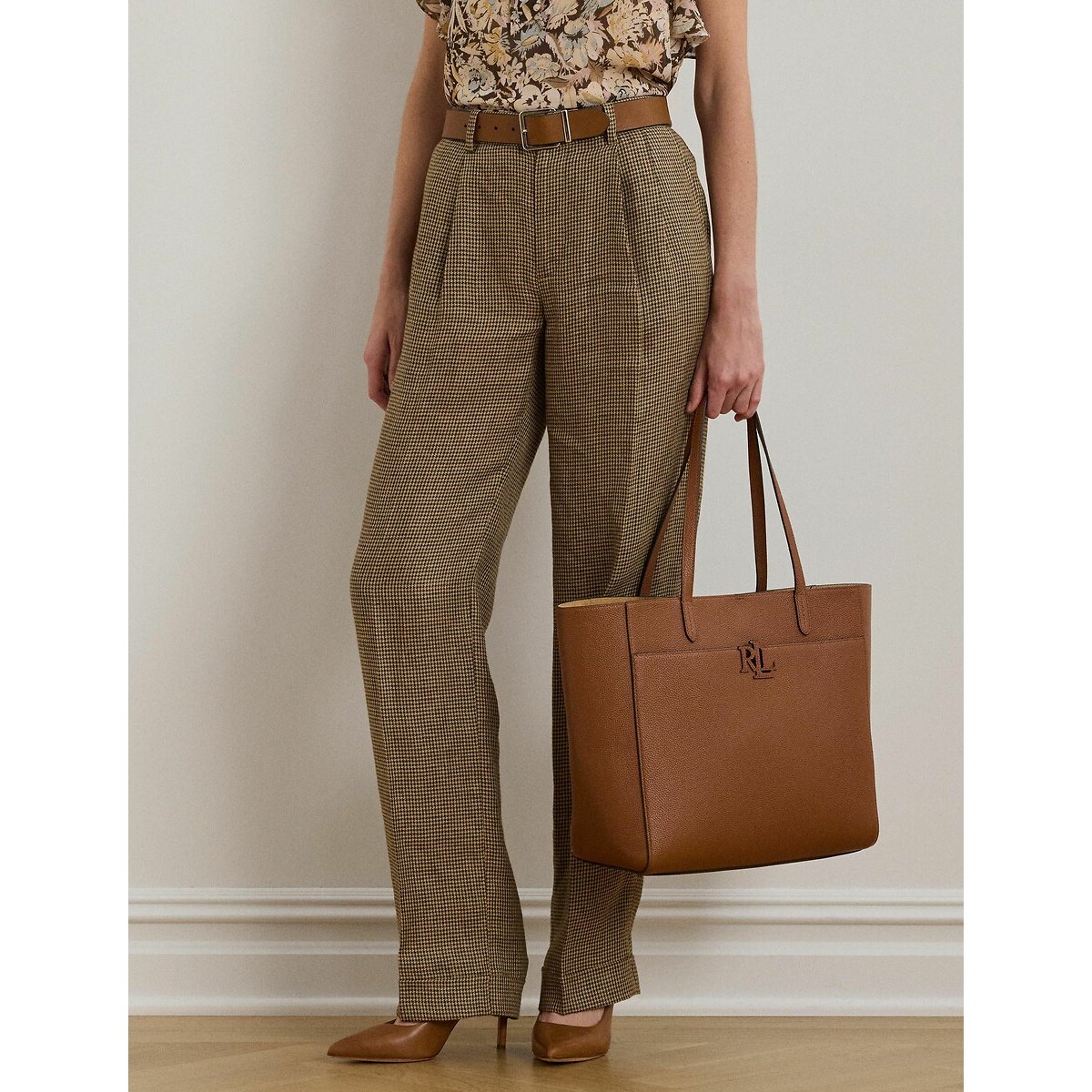 Lauren Ralph Lauren Cameryn Leather Large Tote Bag Women's Camel