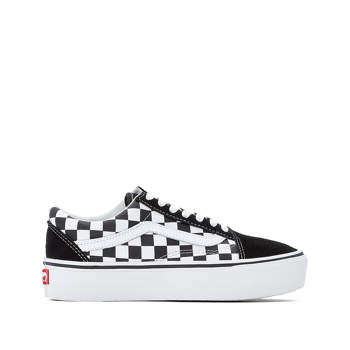 Old Skool Platform Checkerboard Suede Trainers