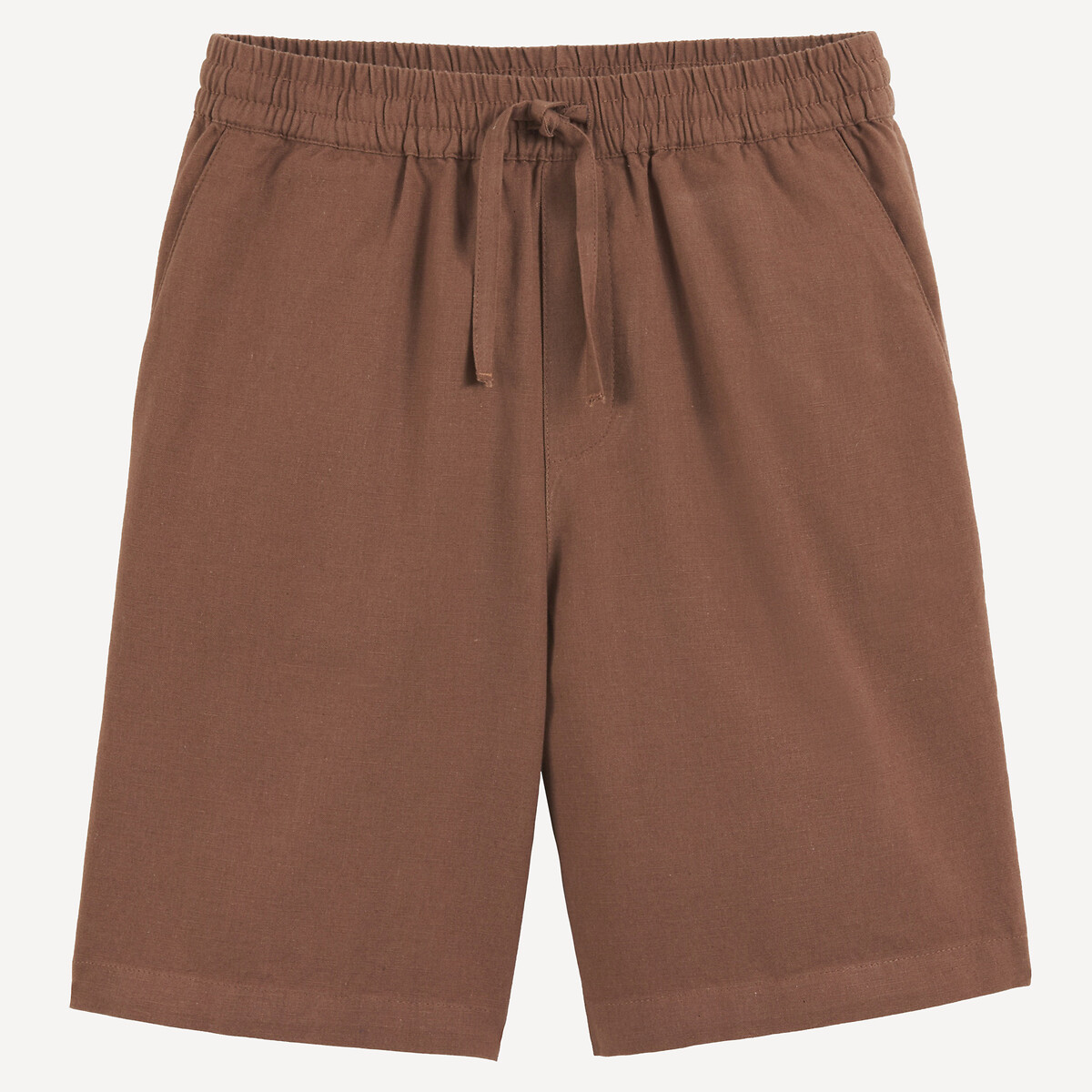 La Redoute Collections Cotton/Linen Elasticated Waist Bermuda Shorts Brown 6Y (114Cm)