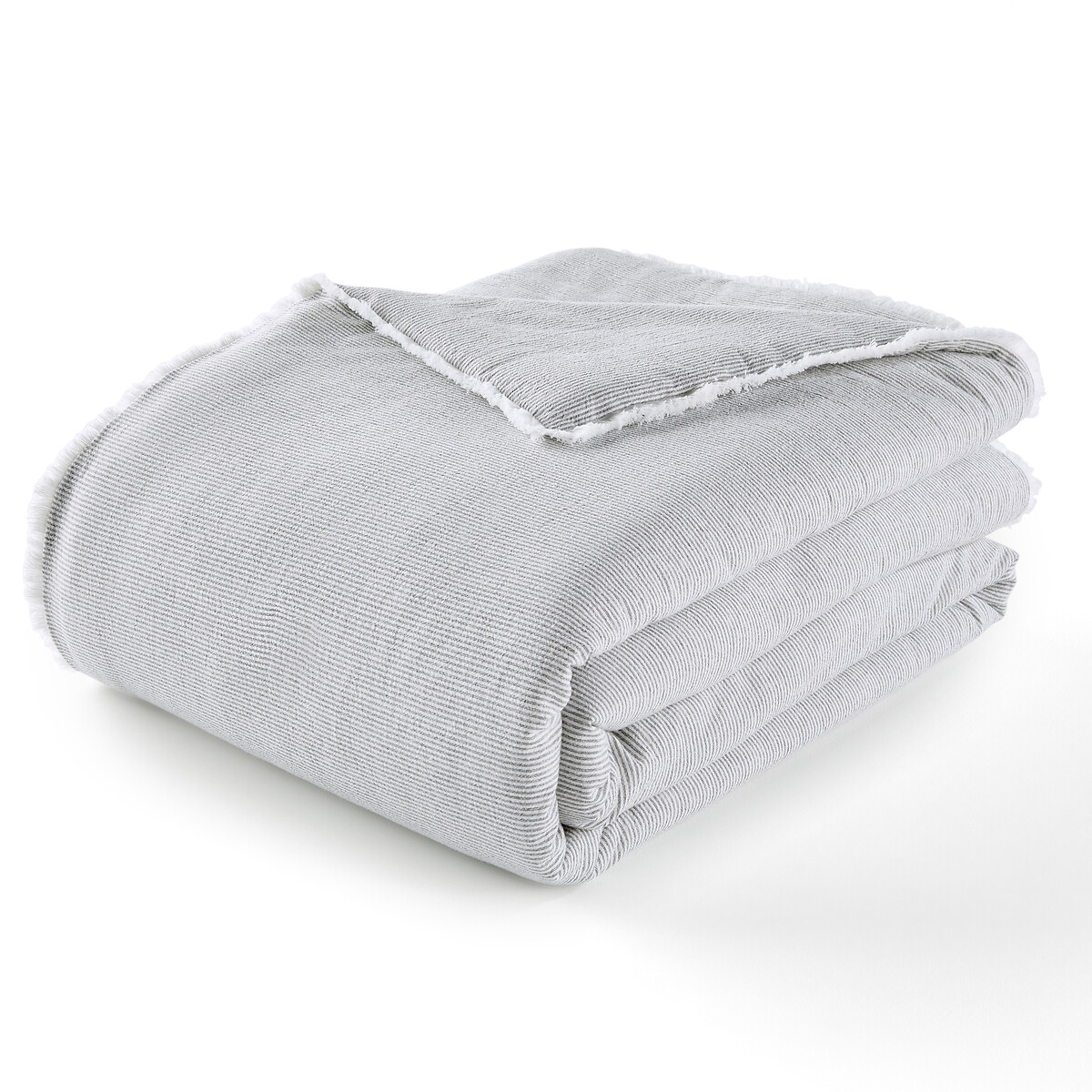 La Redoute Interieurs Celtina Quilted Cotton Linen Bedspread Unisex Striped Charcoal Medium