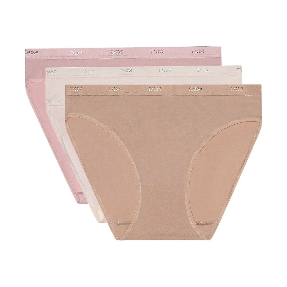 Dim Pack Of 3 Ecodim Pockets Knickers Women's Skintone + Pink + Pearl 16/18