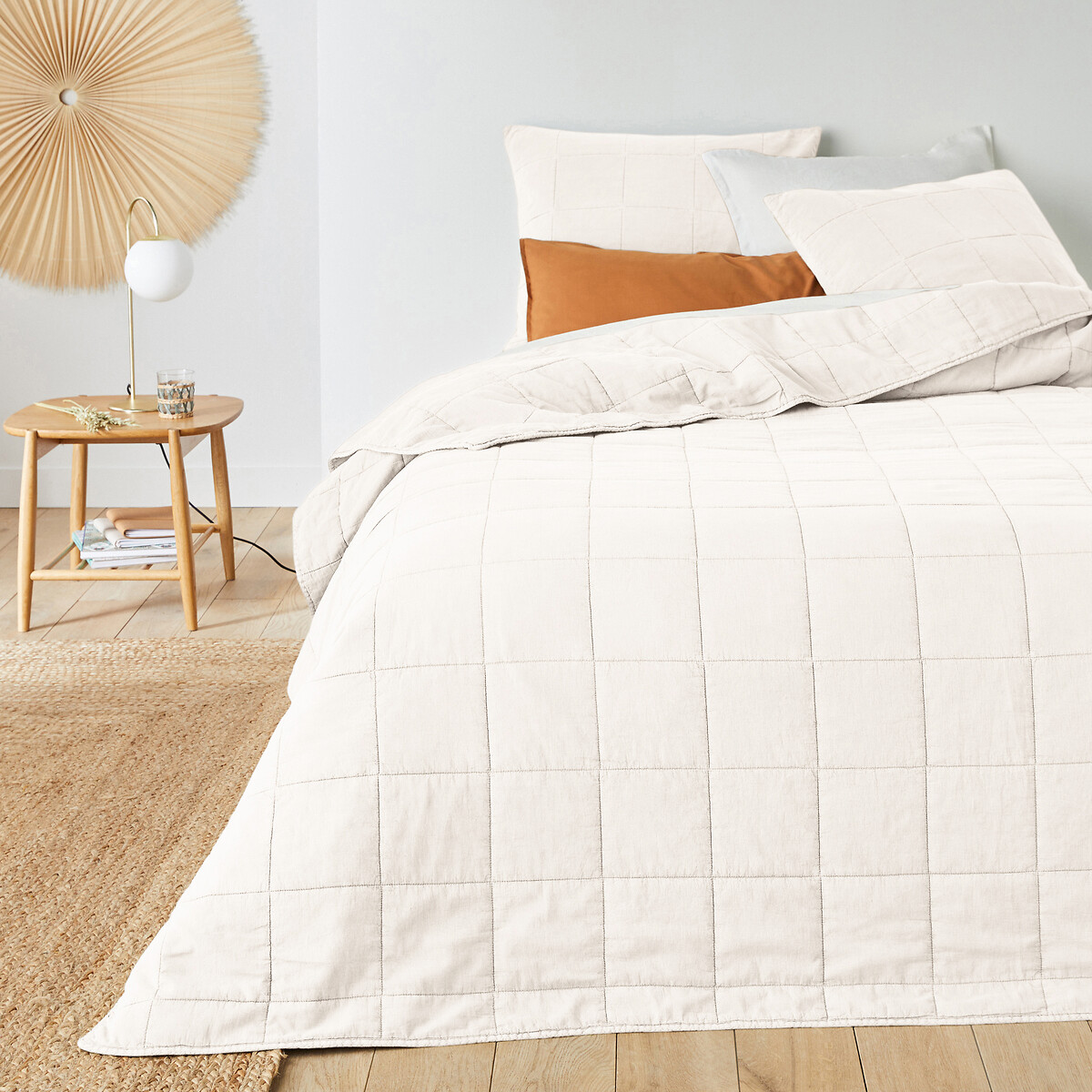 La Redoute Interieurs Sparrow Quilted Throw Bedspread In Washed Cotton Unisex Ecru Medium