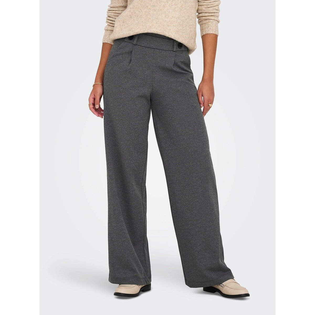 Jdy Wide Leg Trousers With High Waist Women's Grey Xs / L32