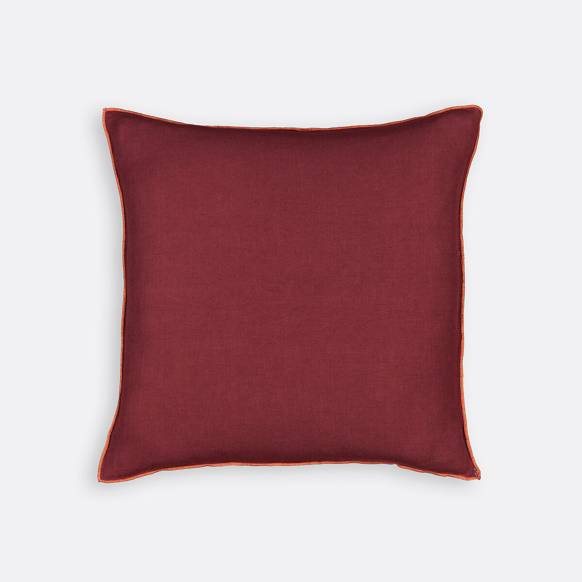La Redoute Interieurs Warna Plain Linen/Cotton Cushion Cover Unisex Terracotta Medium