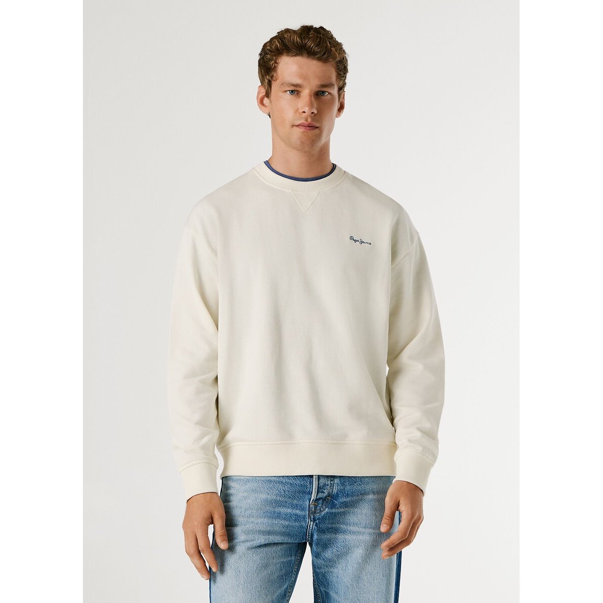 Pepe Jeans Geo Crew Neck Sweatshirt Men's Off-White Medium