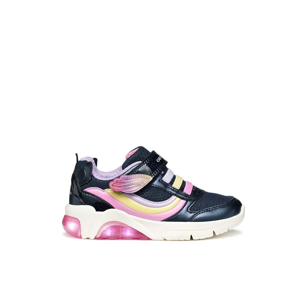 Geox Navy/Multi-Coloured Kids Fadinlight Led Low Top Trainers Size 31