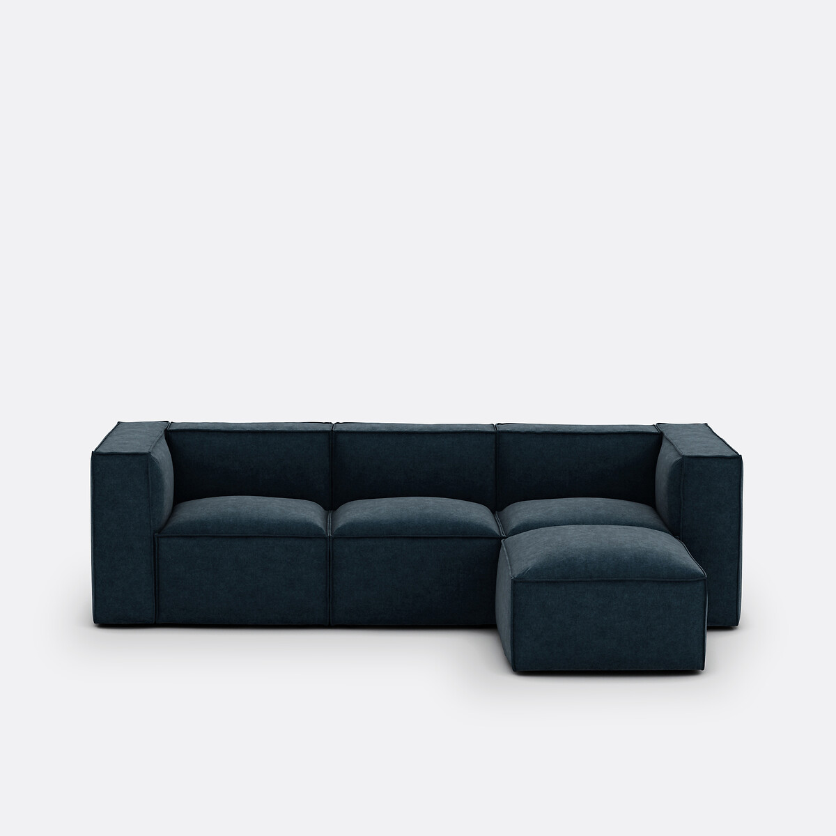 LA REDOUTE INTERIEURS Modulaire 3-zit en poef, vintage fluweel, Seven