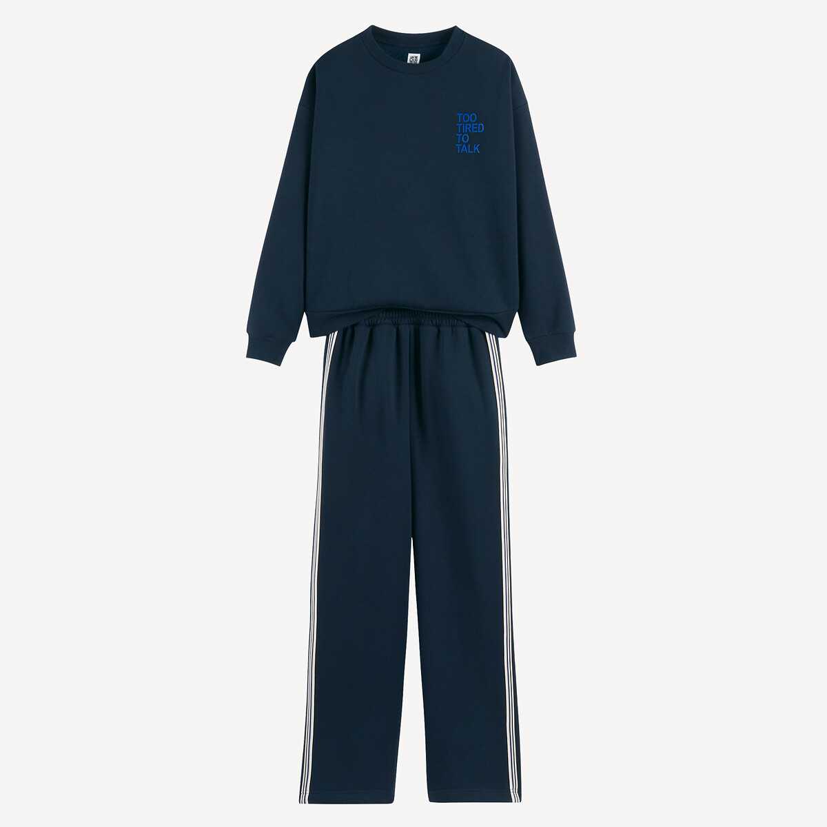 La Redoute Collections Fleece Pyjamas With Slogan Navy 14Y (162Cm)