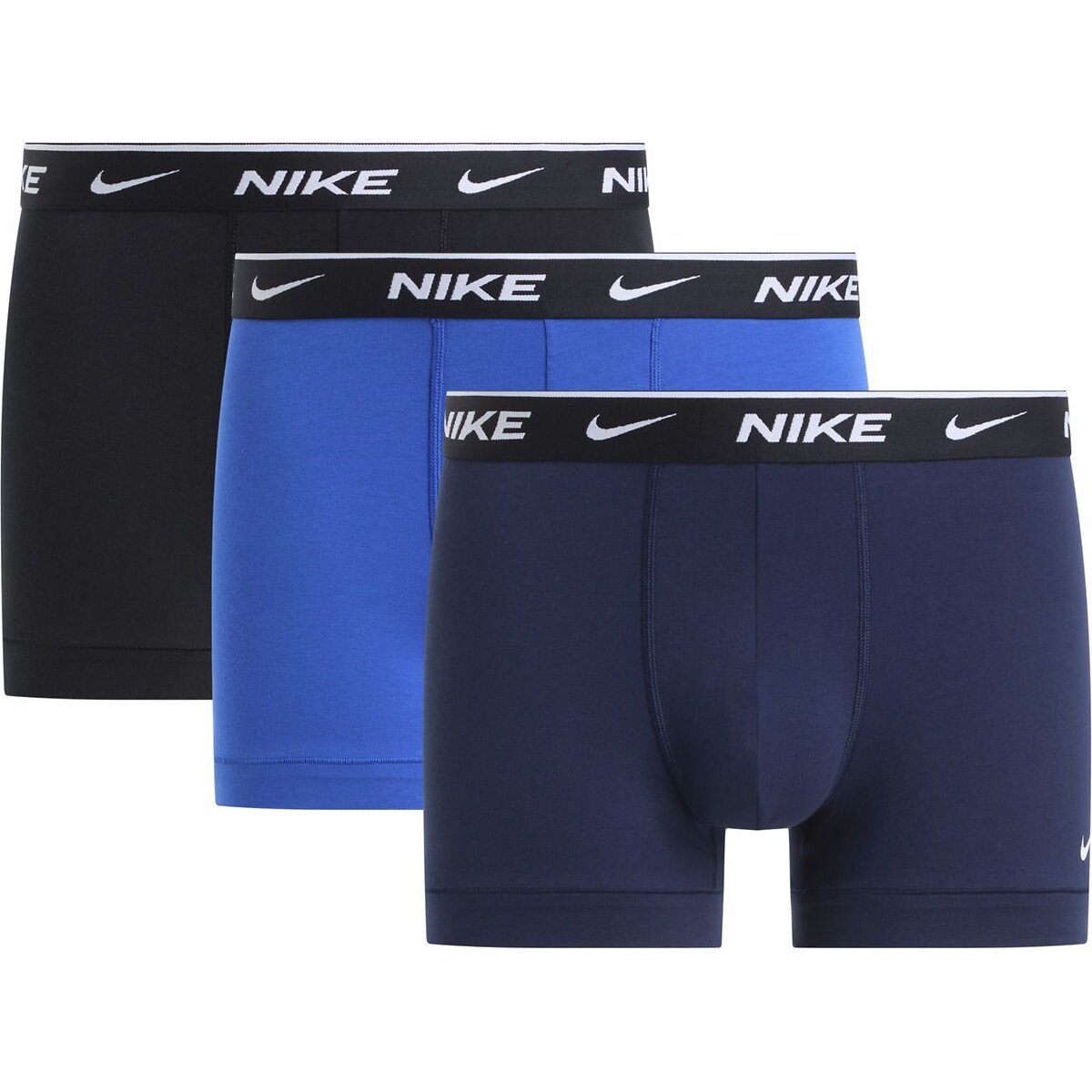 Nike Pack Of 3 Signature Plain Boxer Shorts Men's Black+Navy+Blue Large