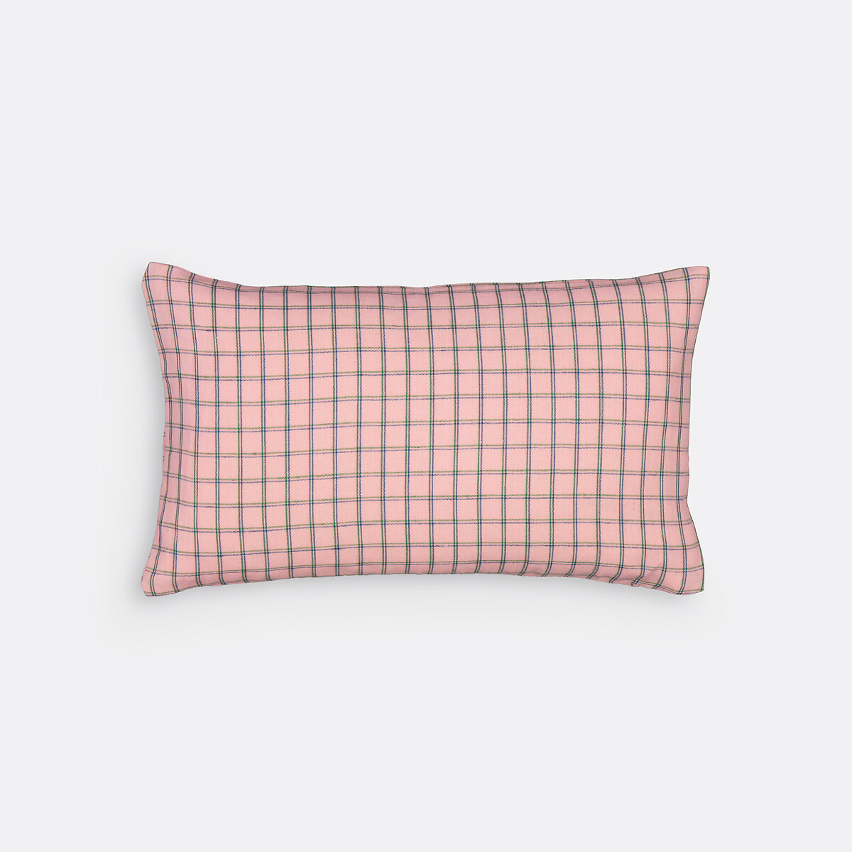 La Redoute Interieurs Javik Checked Rectangular Cushion Cover Unisex Pink Medium