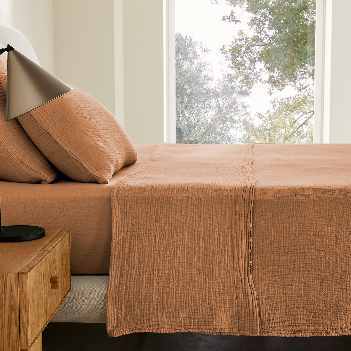 Am.pm Yafa Flat Sheet In Organic Cotton Muslin Unisex Cinnamon Single (180X290cm)