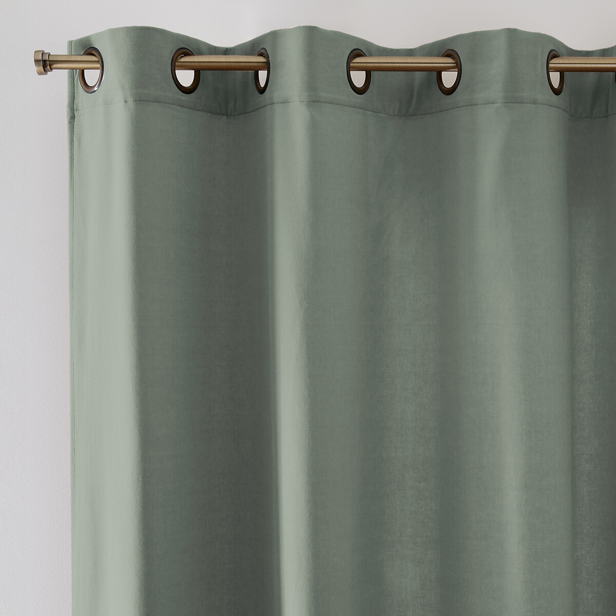 La Redoute Interieurs Velvet Eyelet Curtain Unisex Grey-Green Size D350 X W135cm