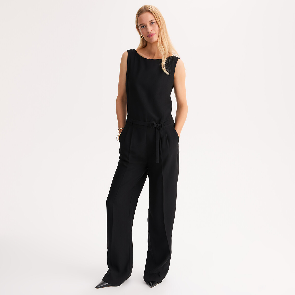 Mono, crepé fluido Mujer Talla 44. Color Negro