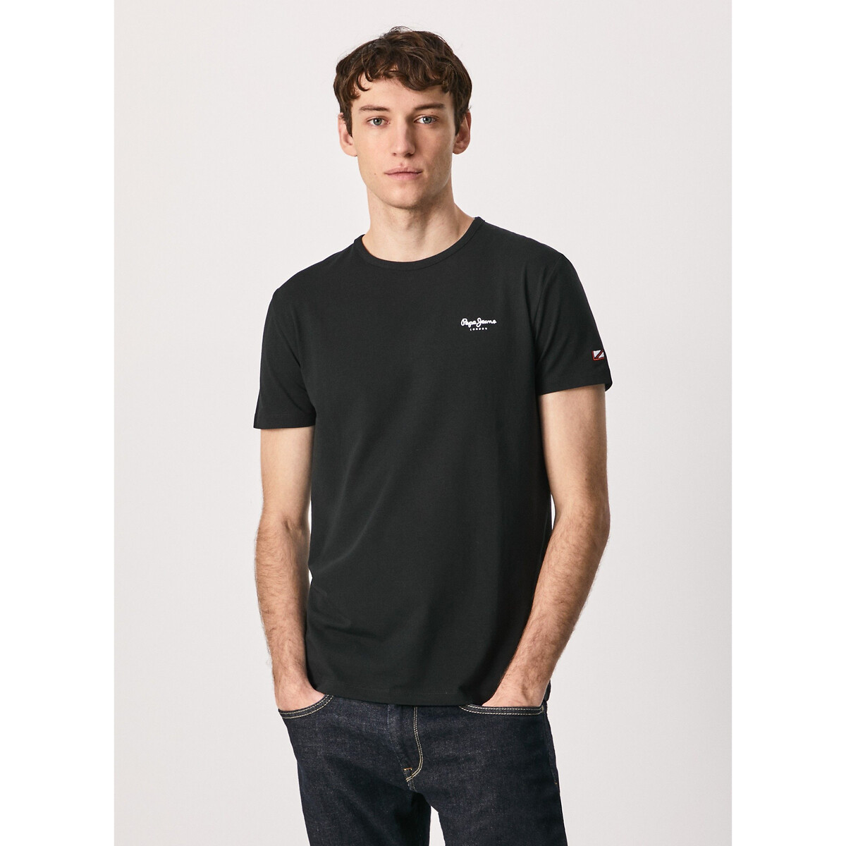 Pepe Jeans Men's Black Original Basic Stretch T-Shirt In Cotton With Crew Neck Xxl