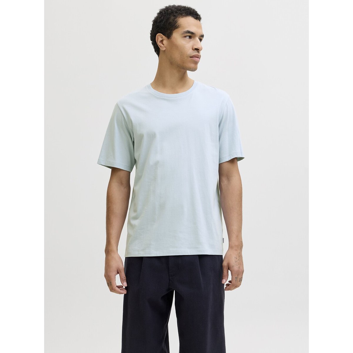 Jack & Jones Organic Cotton T-Shirt With Crew Neck Men's Light Blue Xxl
