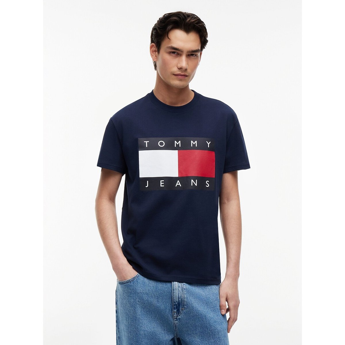 Tommy Jeans Flag Logo Short Sleeve T-Shirt Men's Navy Blue Small