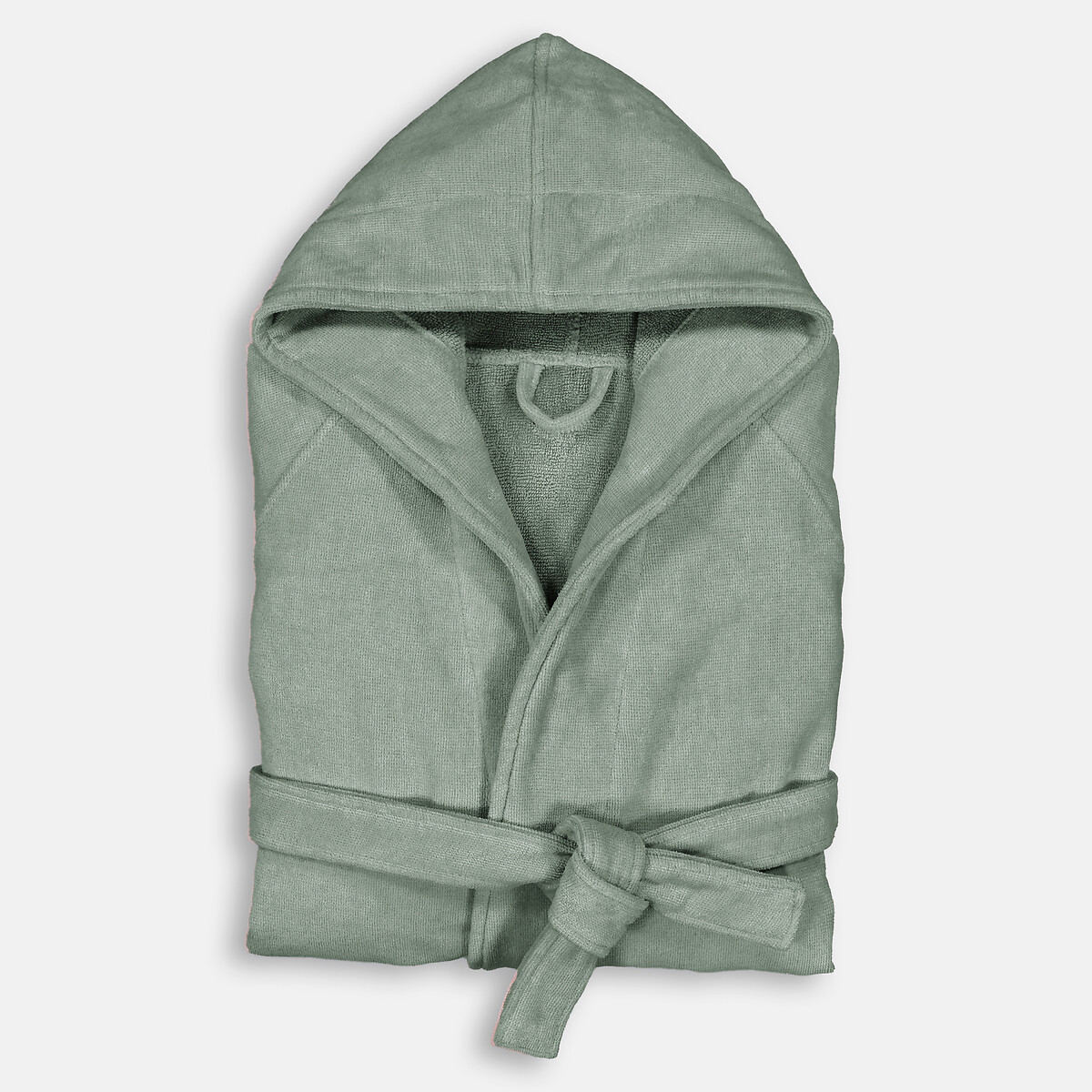 La Redoute Interieurs Trizie 450 G/M2 Velvet Terry Hooded Bathrobe Unisex Sage Green 14/16
