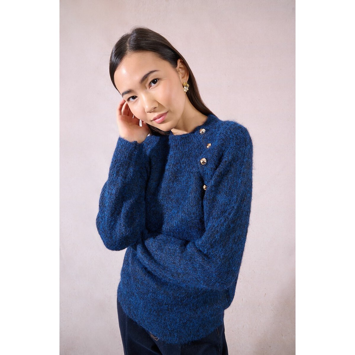 Molly Bracken Jumper With Button Detail Women's Blue Extra Large