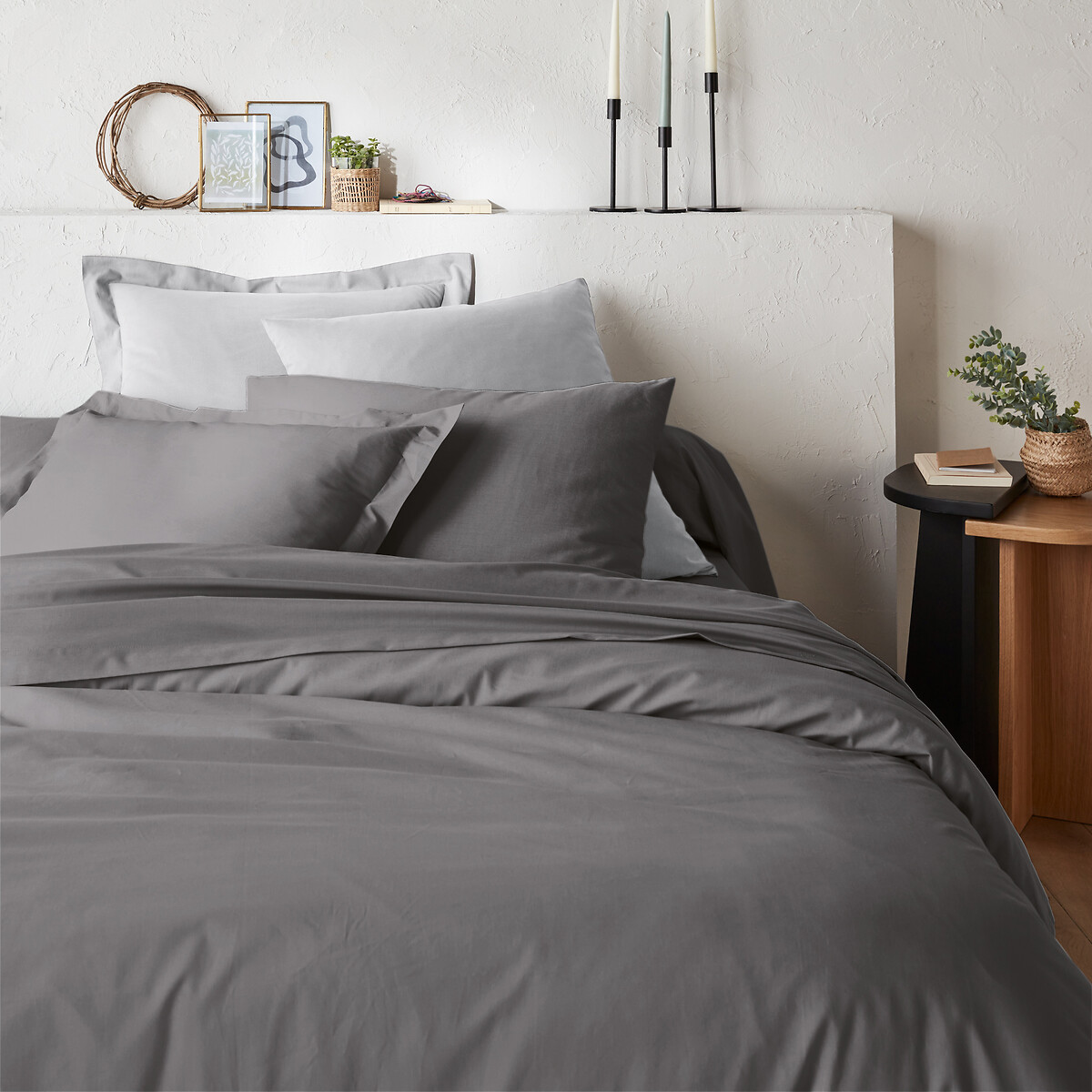La Redoute Interieurs Scenario Organic Cotton Duvet Cover Unisex Dark Grey Double (200X200cm)