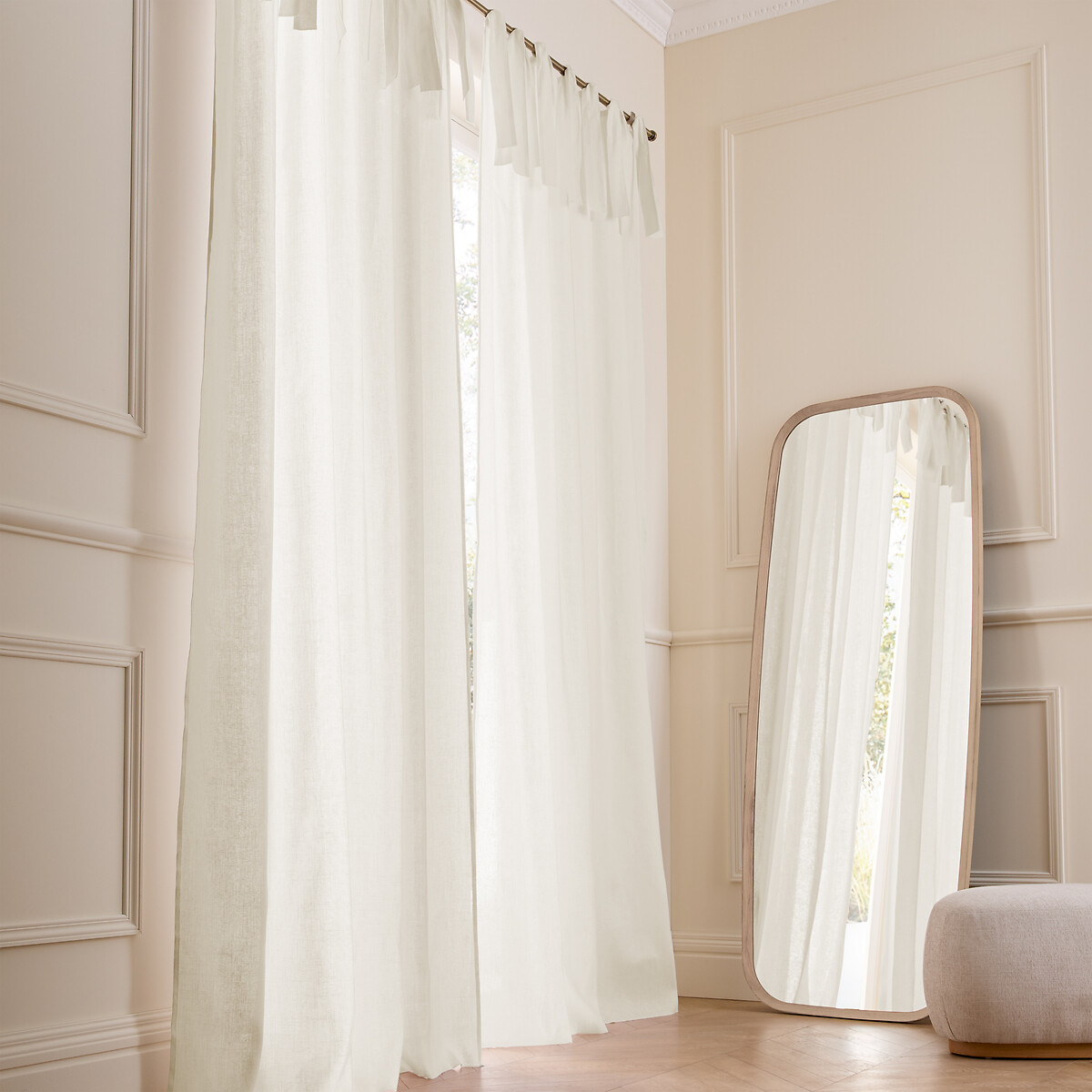 Am.pm Colin Linen Curtain With Tie Top Unisex White Foam Size W140 X D350cm
