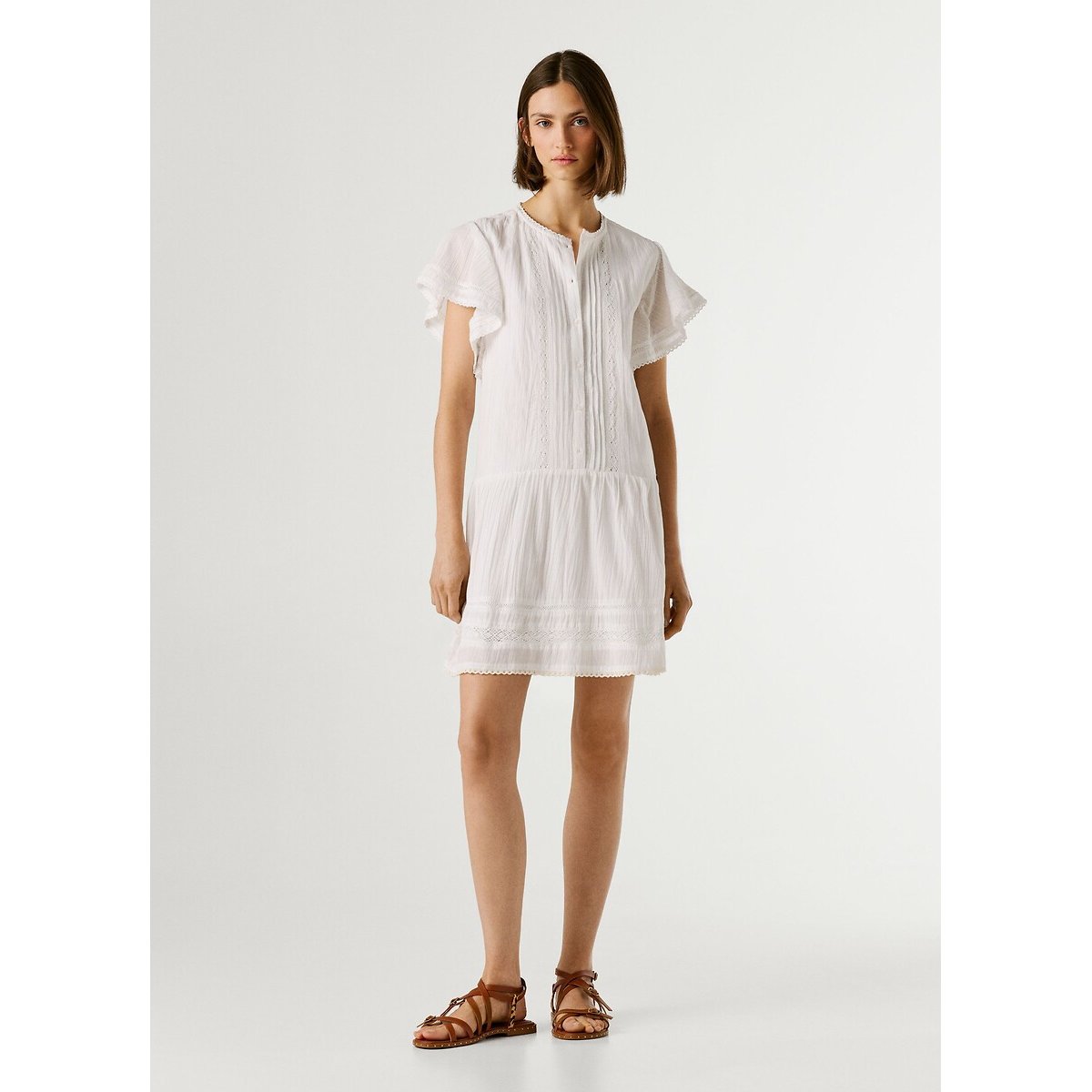 Pepe Jeans Short Sleeve Mini Dress Women's White Large