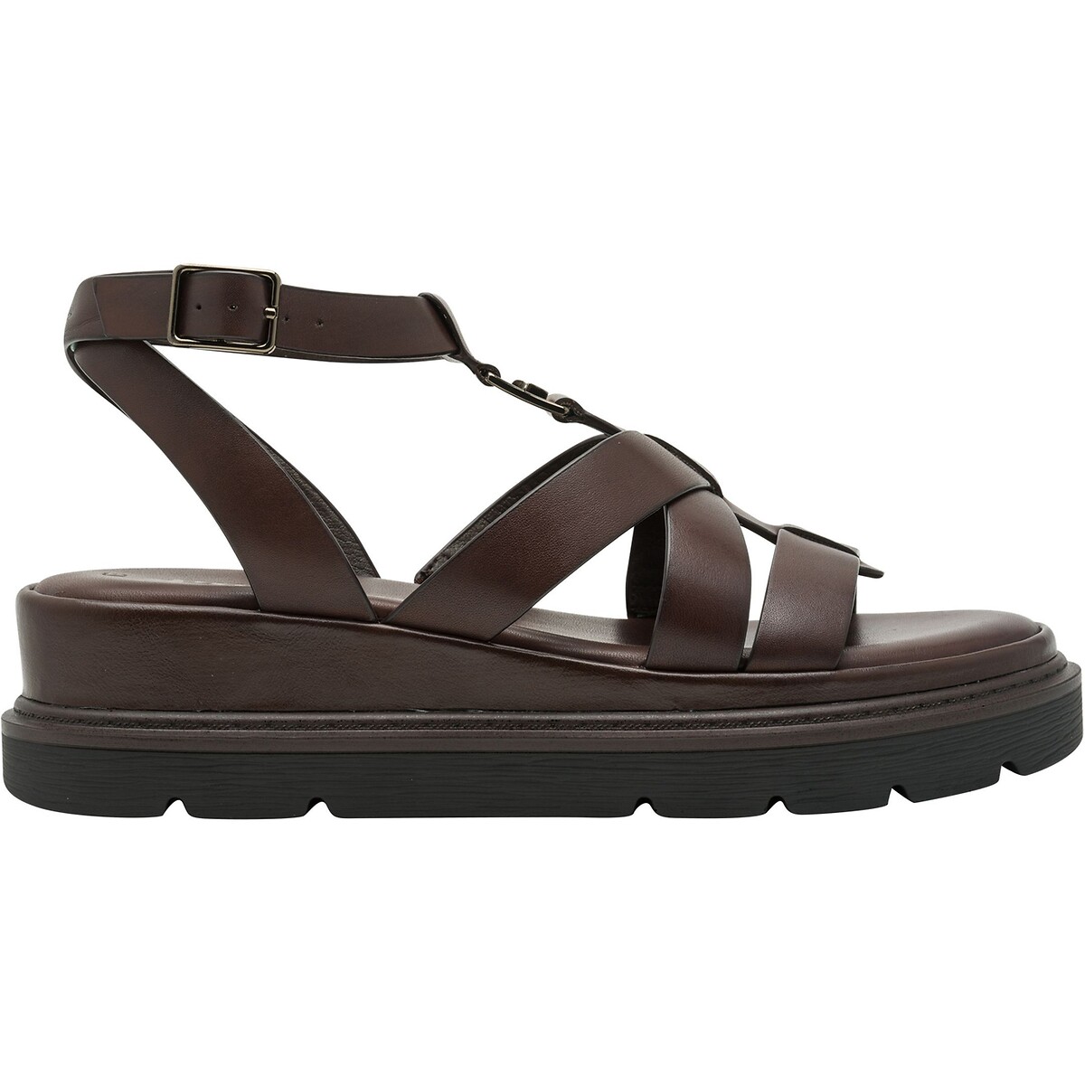 Tamaris Leather Wedge Sandals Women's Brown Size 39