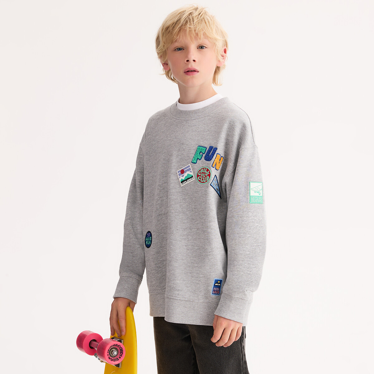 Click to view product details and reviews for Oversized Crew Neck Sweatshirt With Badges.