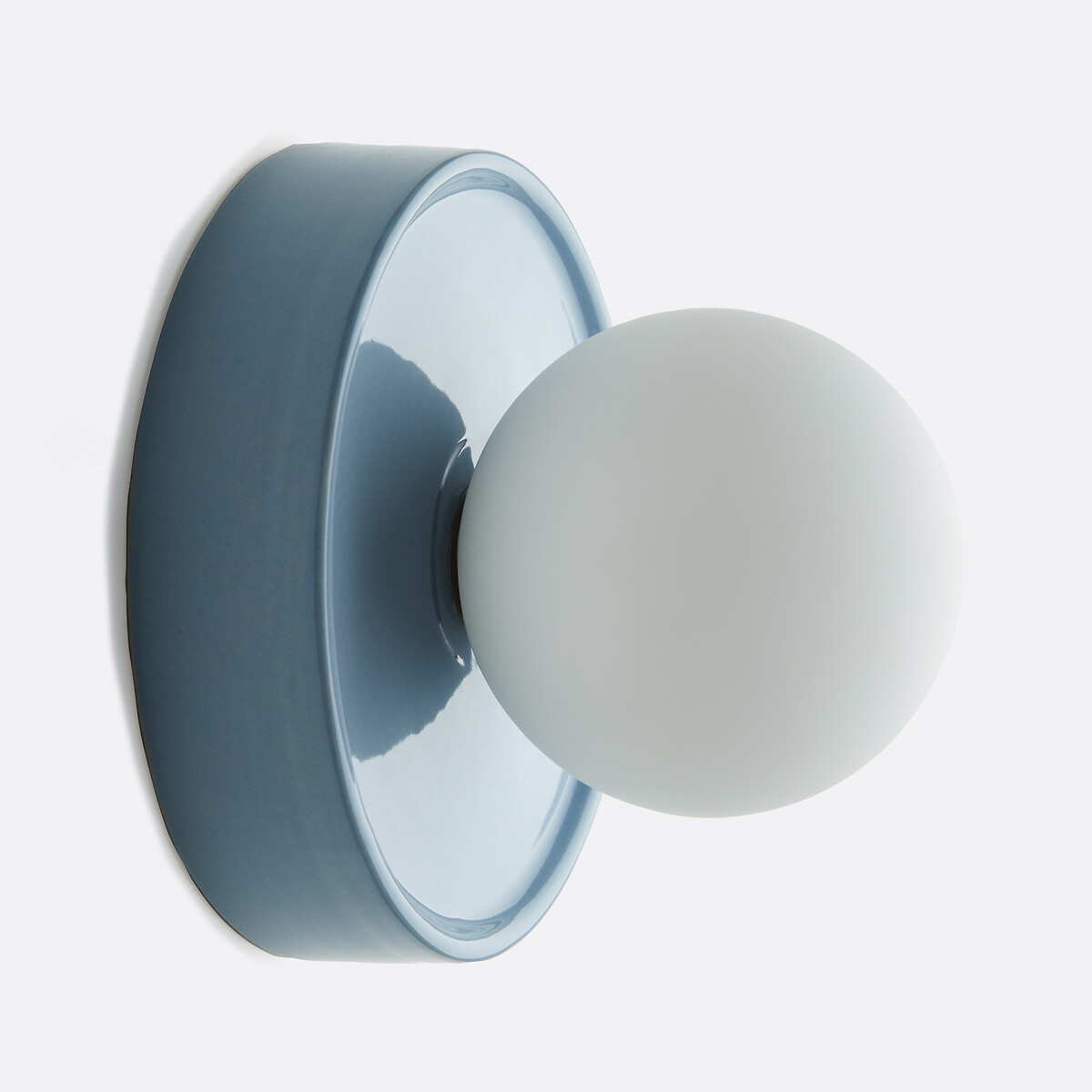 LA REDOUTE INTERIEURS Wand- of plafondlamp, rond, keramiek en opaline glas, diameter 16,8 cm, HOLI