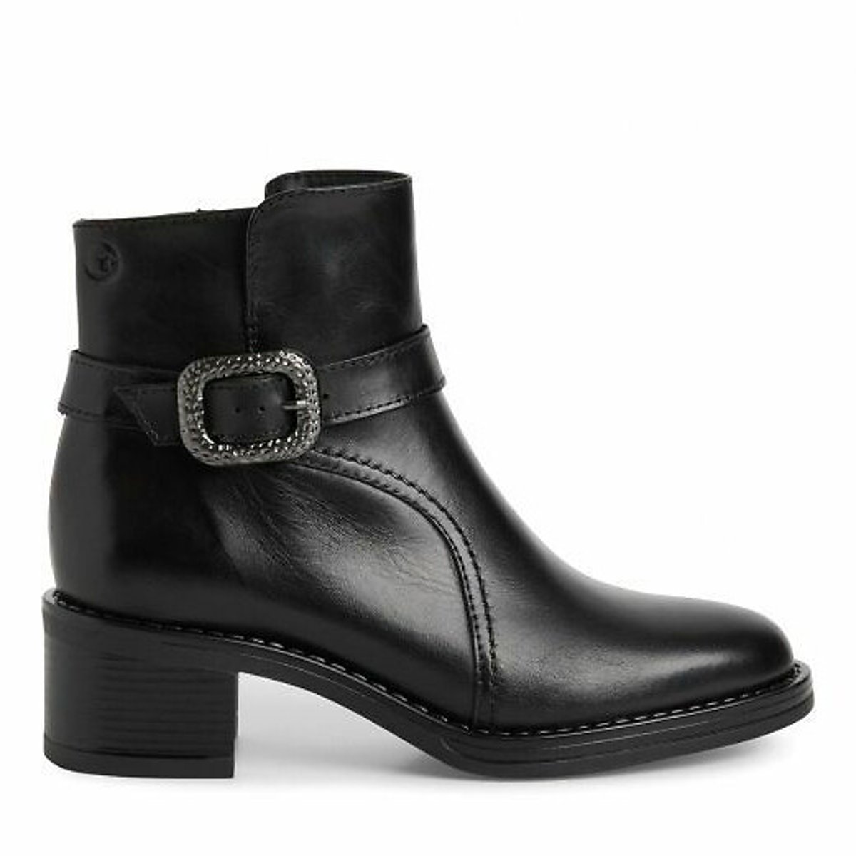 Tamaris Leather Ankle Boots Women's Black Size 37 (4)