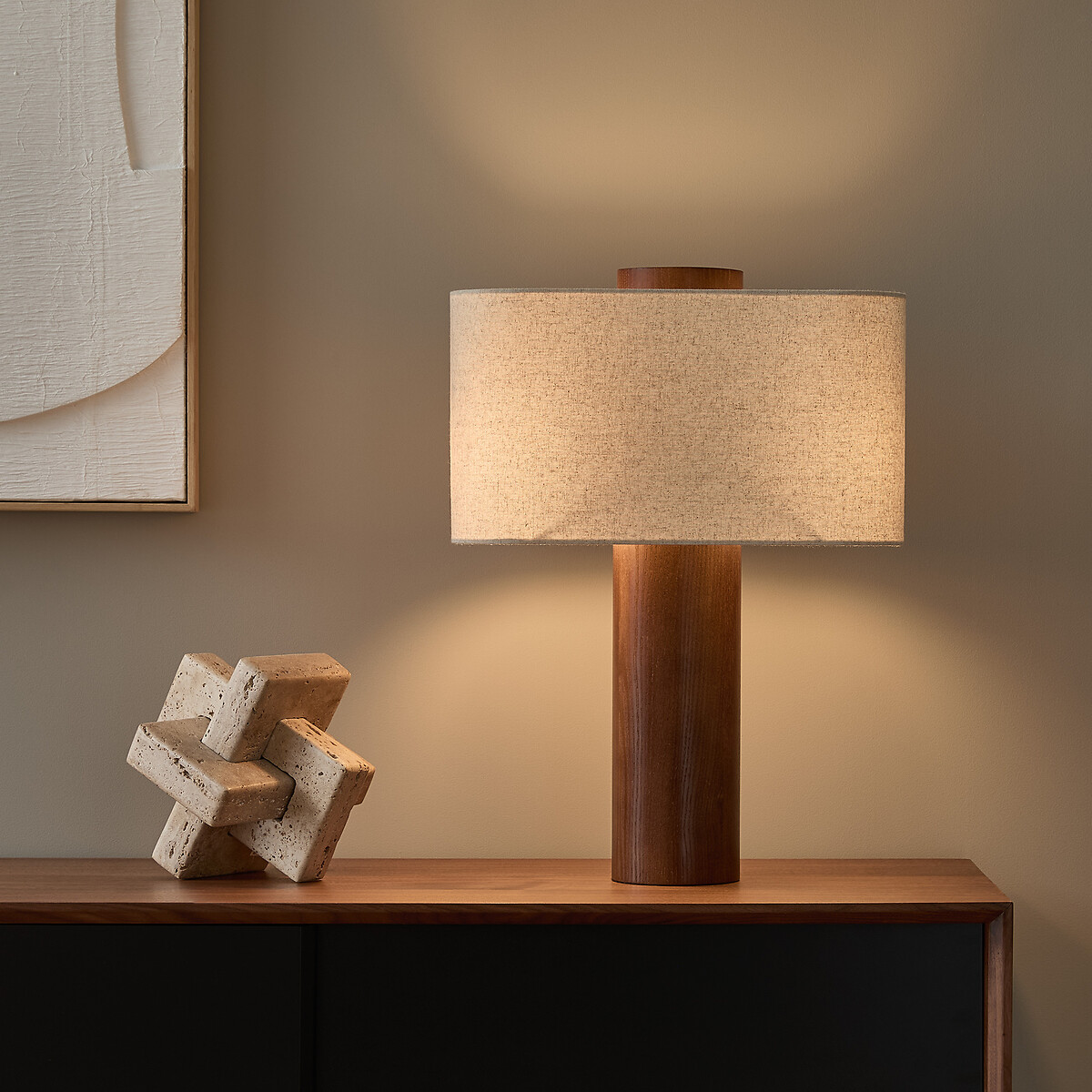 Am.pm Dryade -Stained Ash/Linen Table Lamp Unisex Walnut