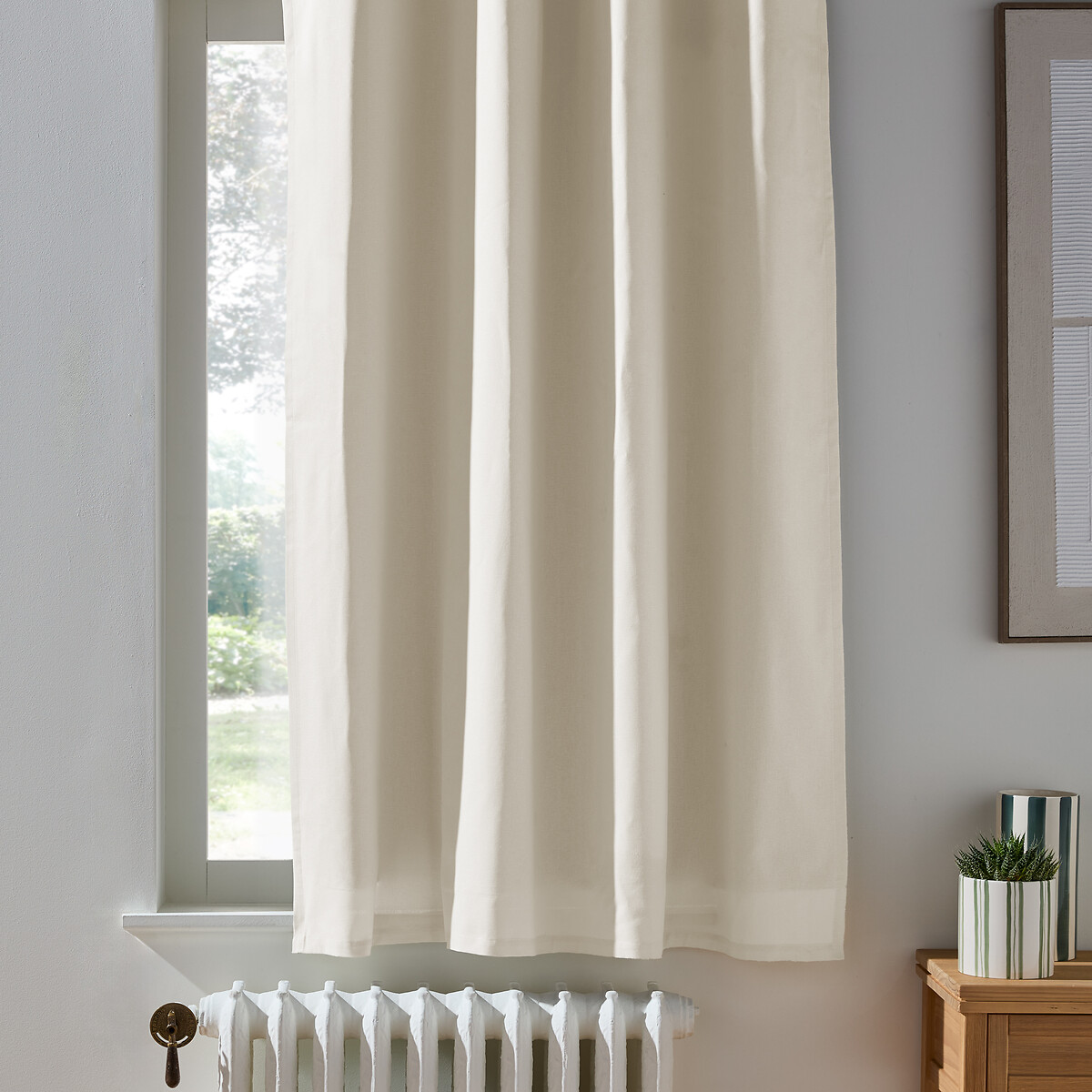 La Redoute Interieurs Scenario Blackout Radiator Curtain In Cotton With Eyelets Unisex Ecru Size D180 X W135cm