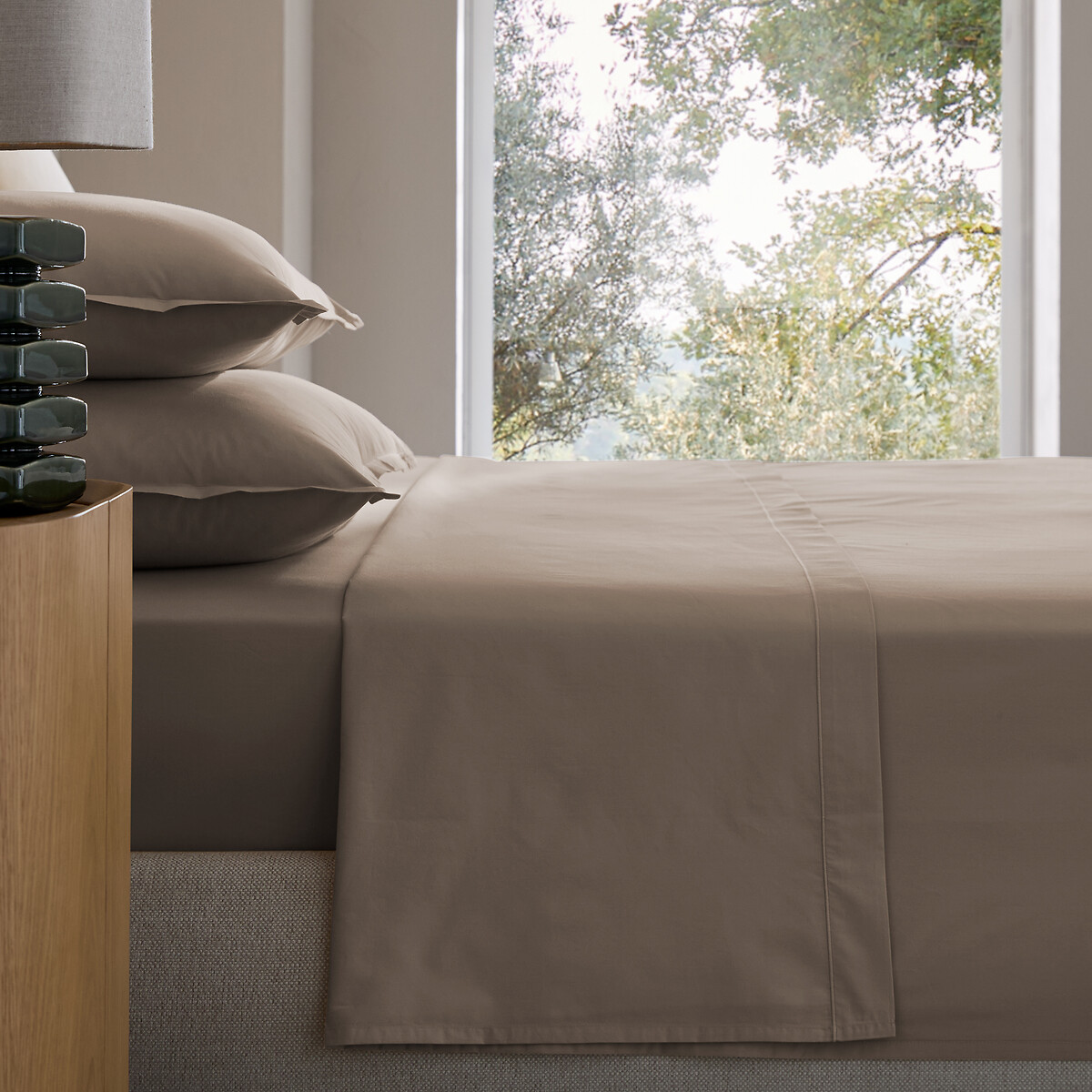 Am.pm Veneto Flat Sheet In Cotton Percale Unisex Taupe Double (240X300cm)