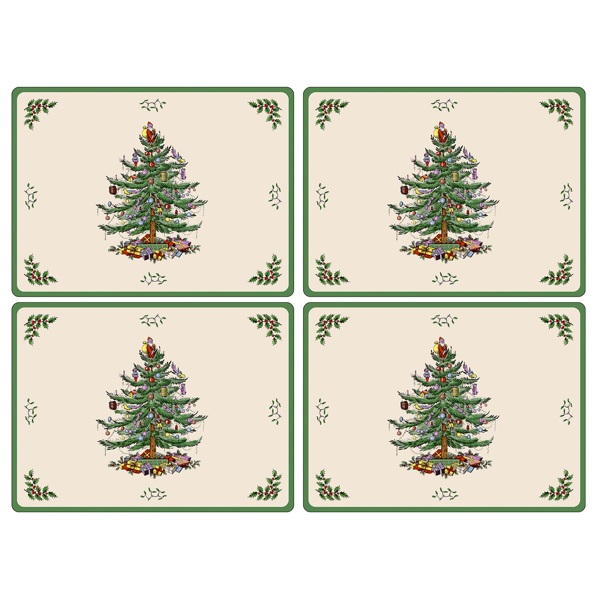 Pimpernel Set Of 4 Christmas Tree Placemats Unisex White