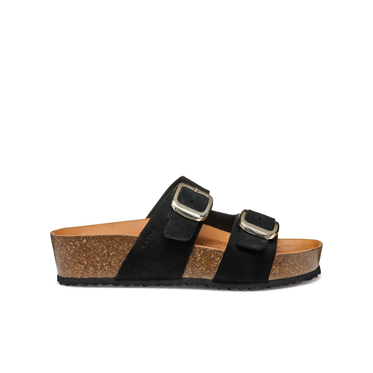 Geox Women's Black Brionia Leather Wedge Mules Size 39