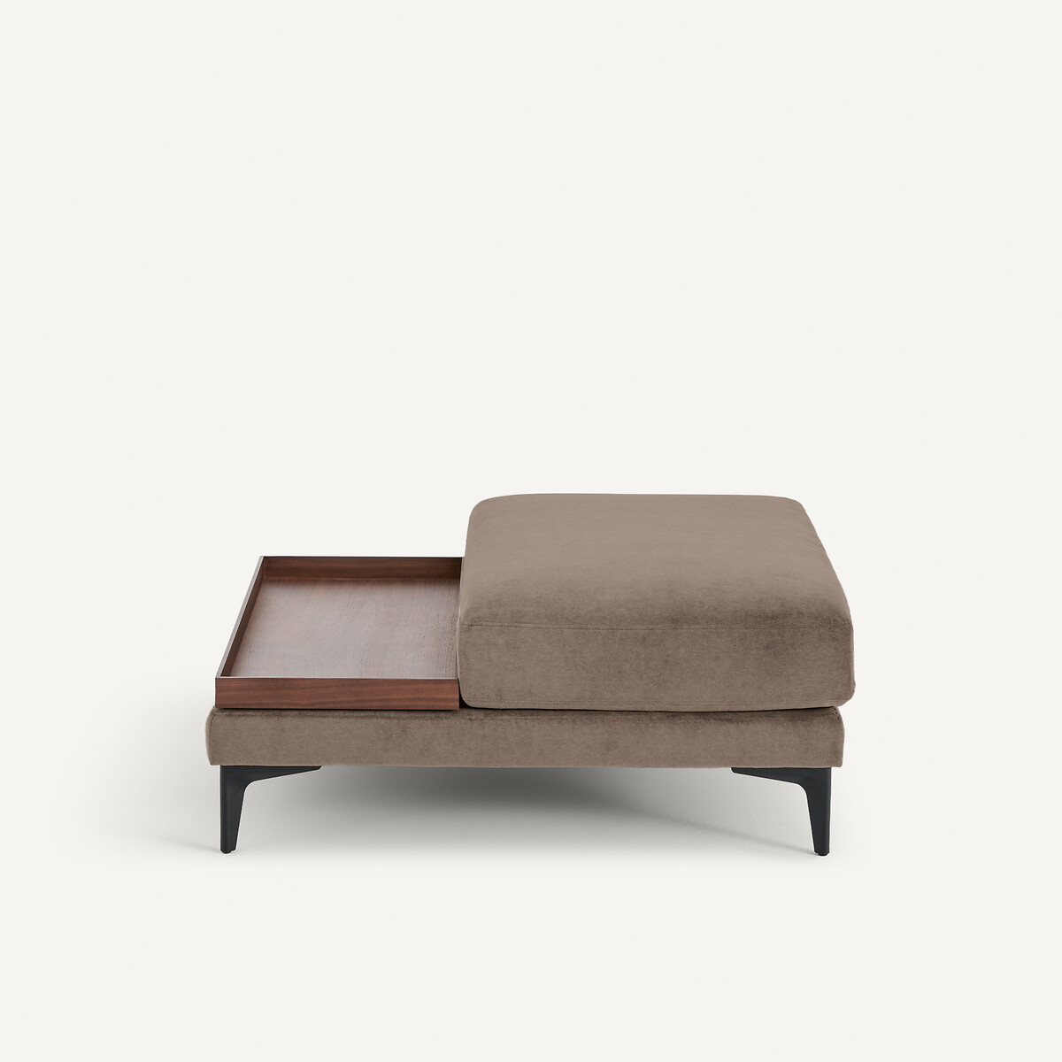 EMMANUEL GALLINA X AM.PM Voetensteun met dienblad, in stonewashed fluweel, MODERNISTE, ontwerp Emmanuel Gallina