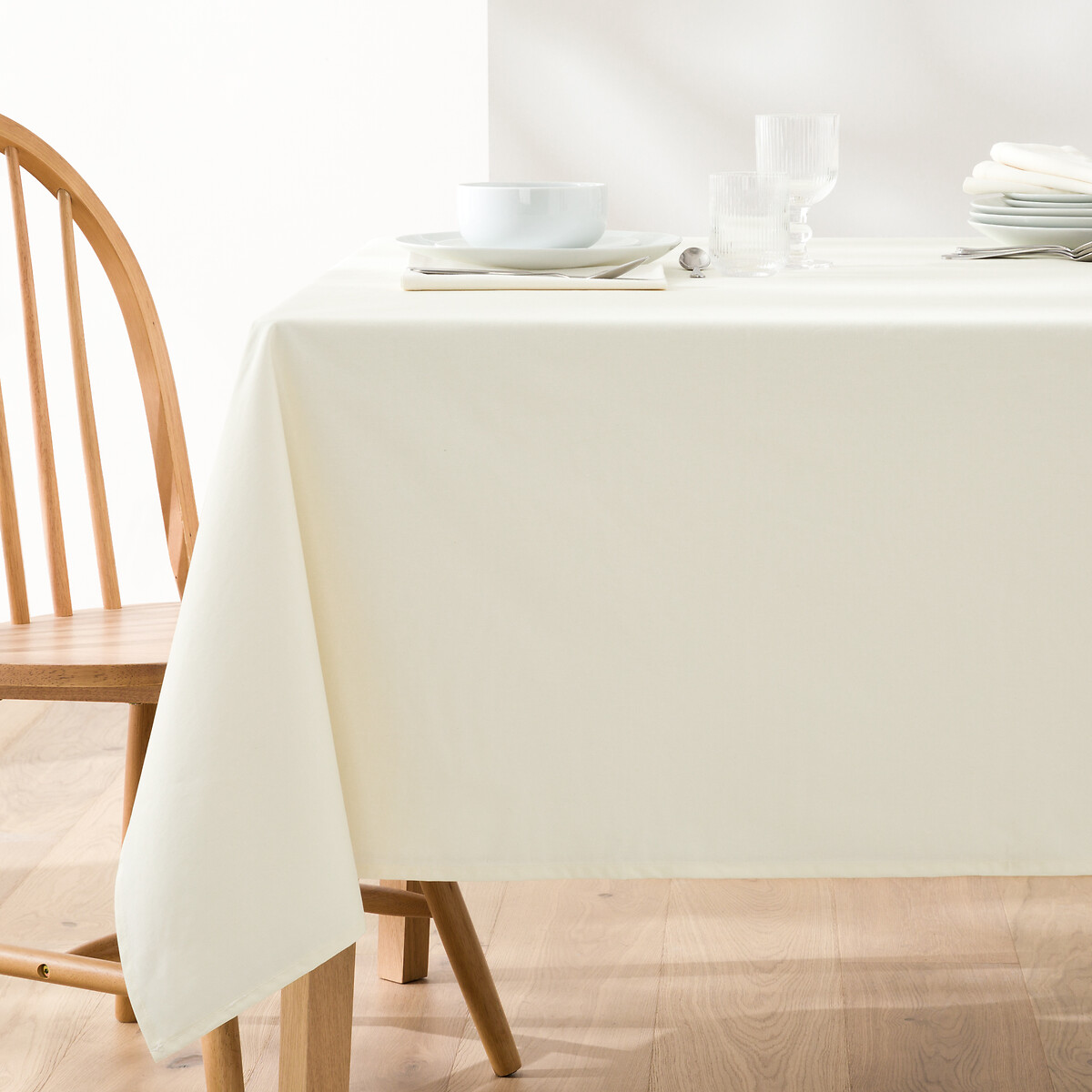 La Redoute Interieurs Scénario Soft Coated Cotton Tablecloth Unisex Ecru Medium