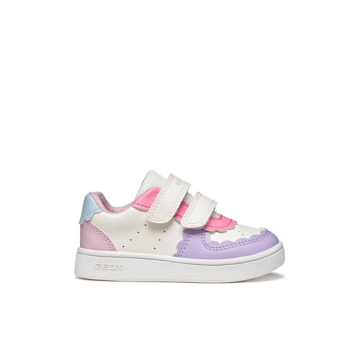 Geox Ecylpyer Breathable Trainers With Touch 'N' Close Fastening White/Lilac Size 25 Kids