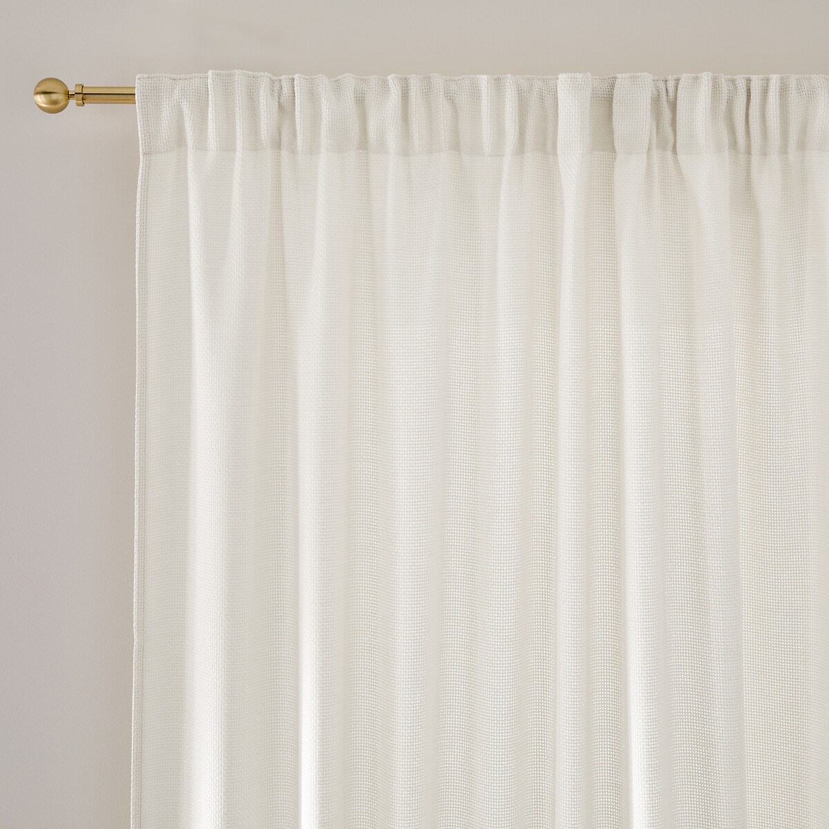 La Redoute Interieurs Montego Light-Filtering Curtain In A Woven Effect With Pencil Pleat Header And Wave Effect Unisex Ecru Size D180 X W140cm