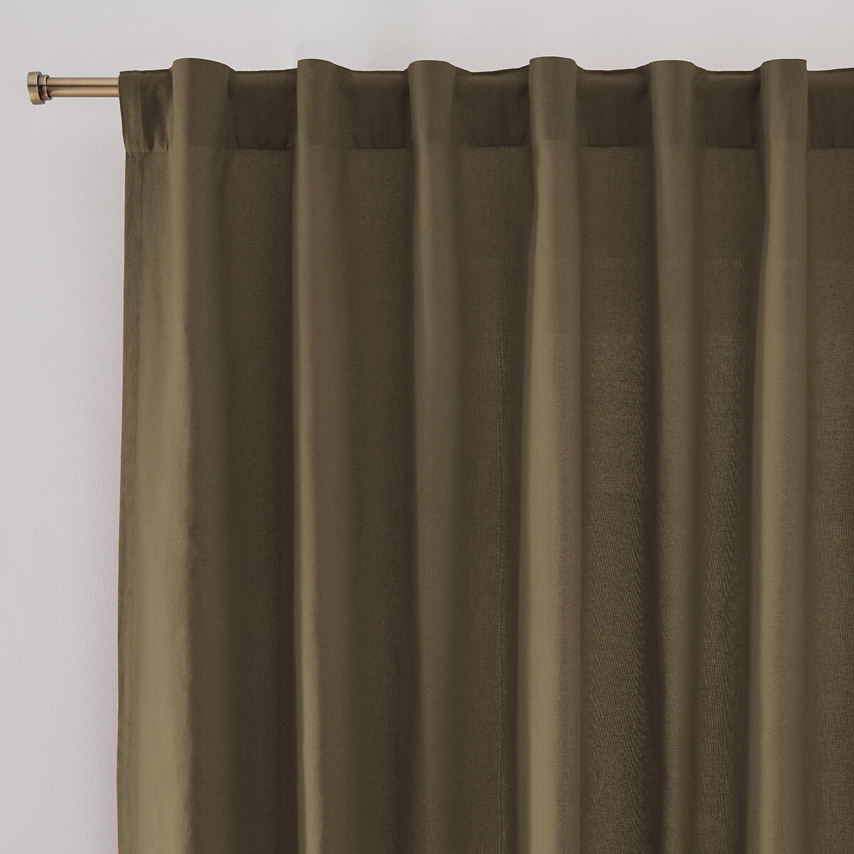 La Redoute Interieurs Scénario Hidden Tab Cotton Curtain Unisex Khaki Size D260 X W135cm