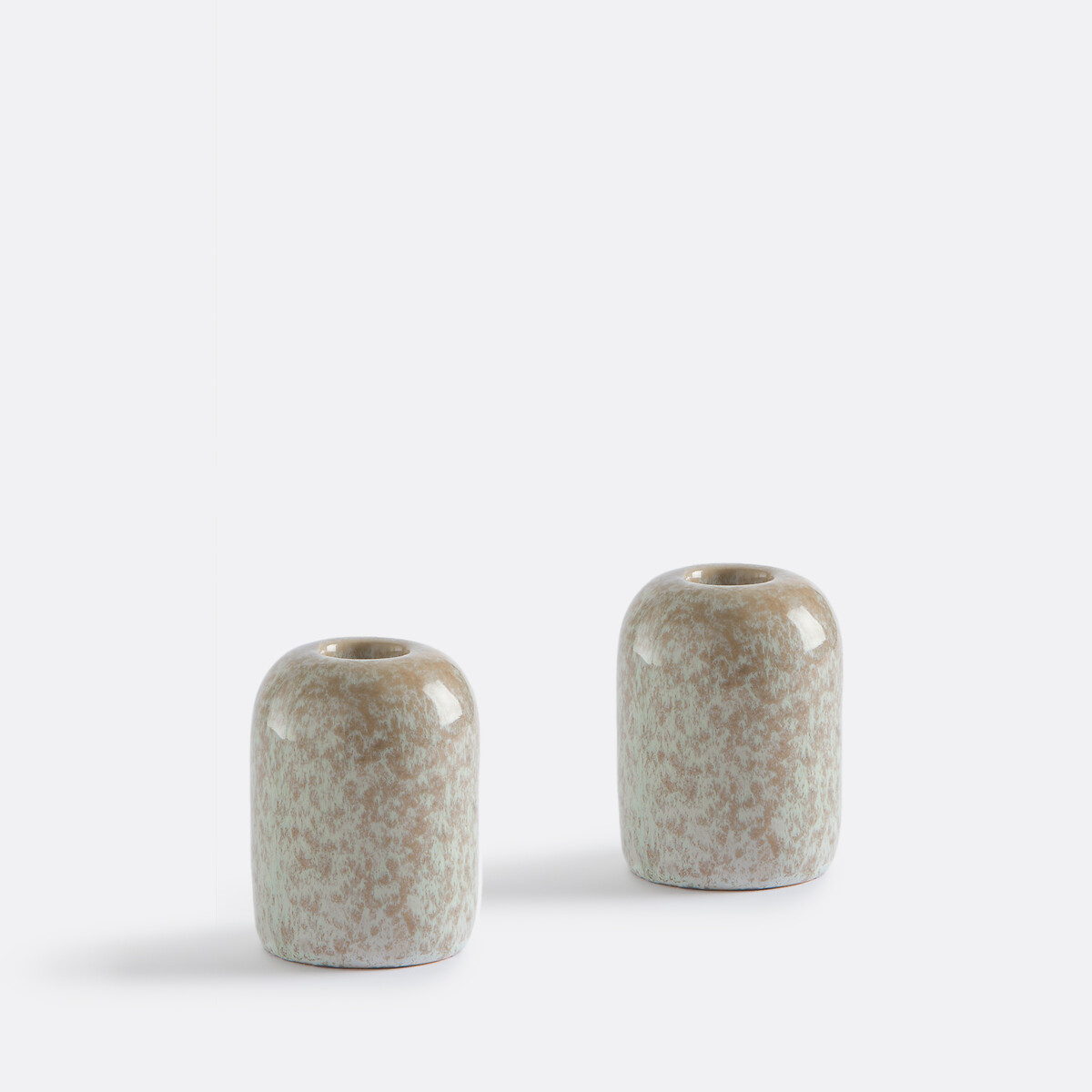 La Redoute Interieurs Reactive Enamel Candle Holders, Set Of 2, Alta Unisex Beige
