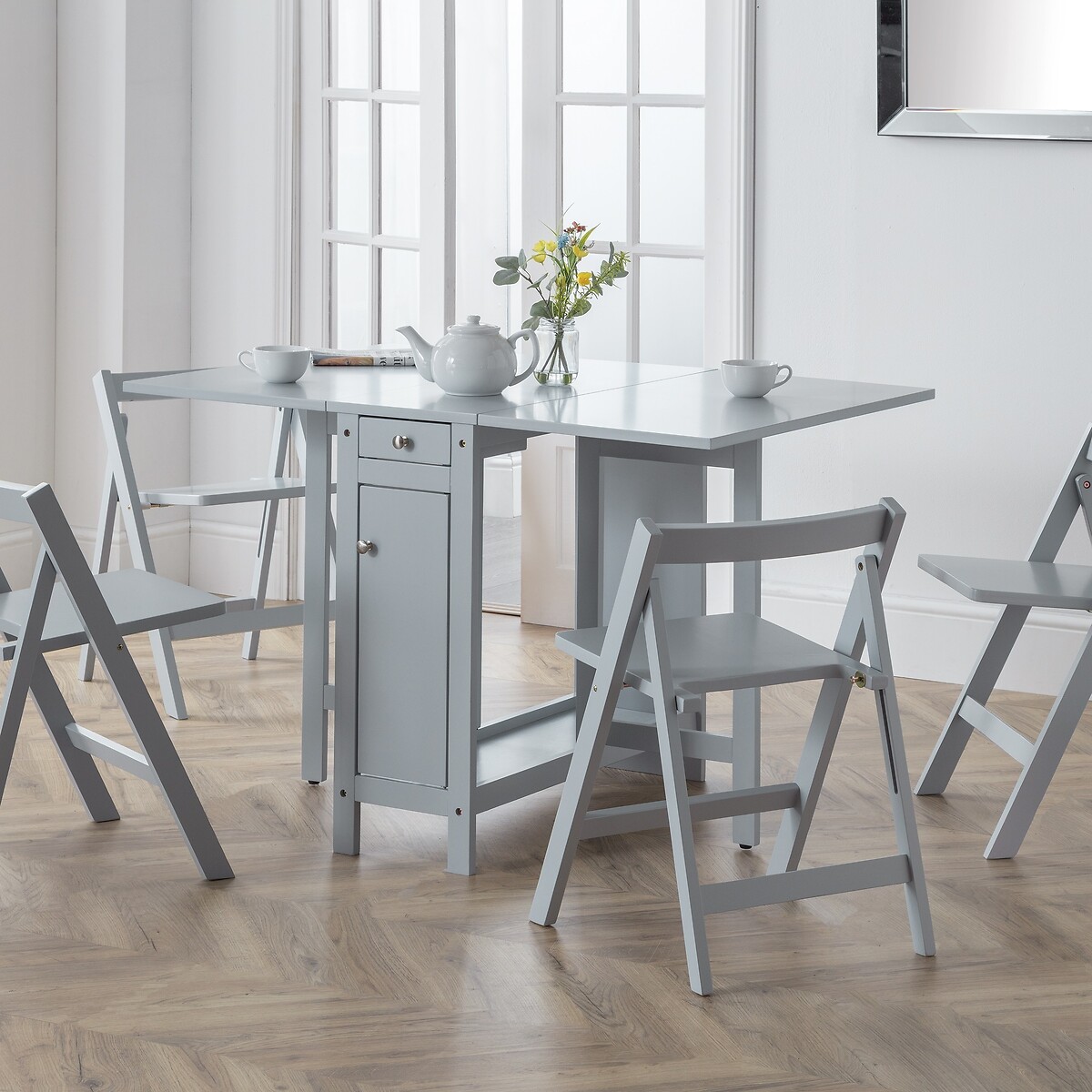 Julian Bowen Unisex Grey Savoy Compact 4 Seater Dining Set - Image 9