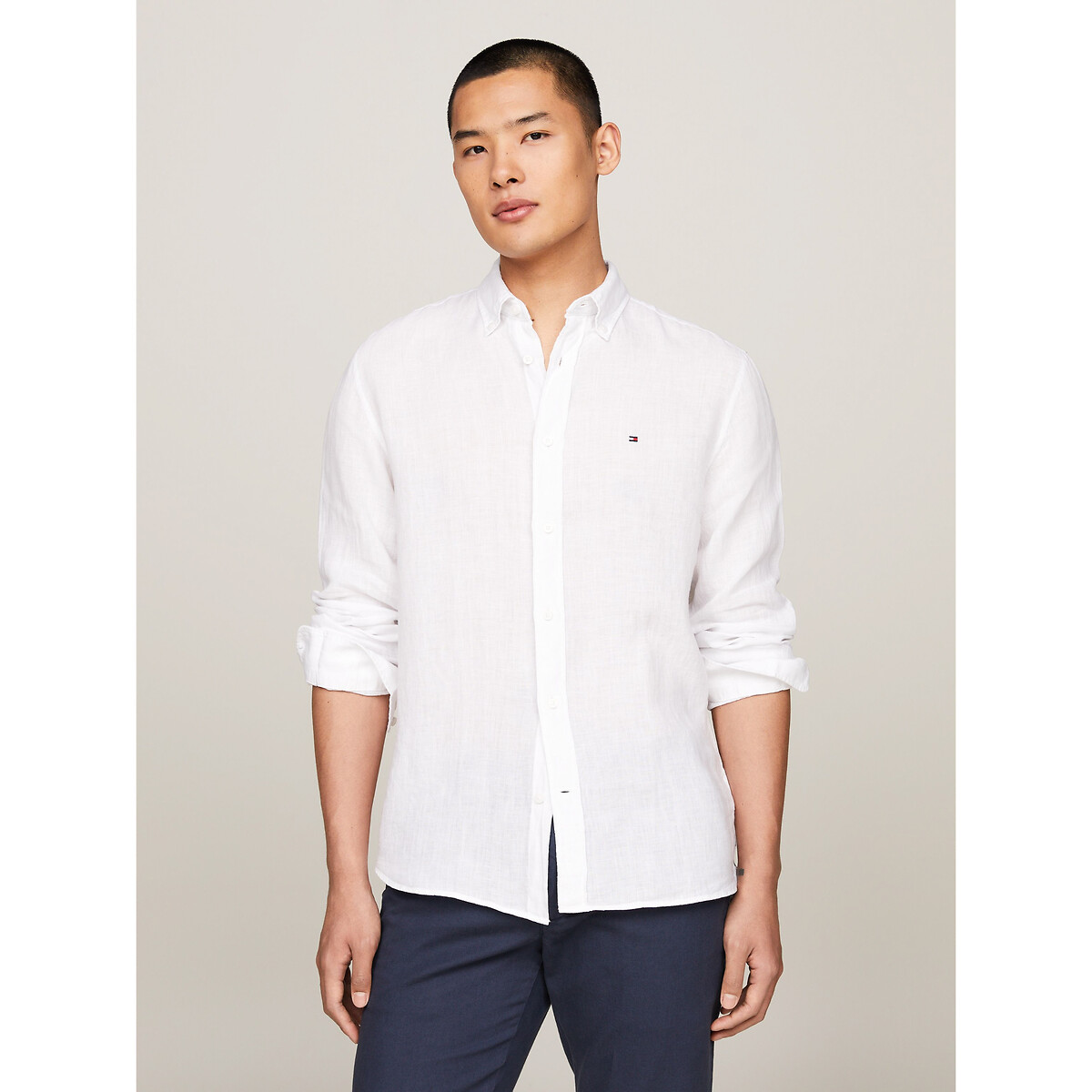 Tommy Hilfiger Men's White Linen Shirt Large