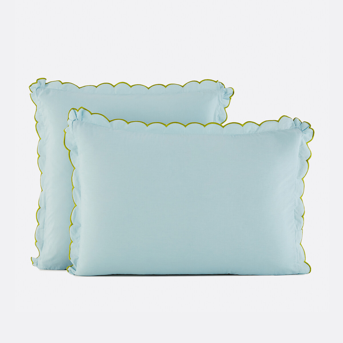 La Redoute Interieurs Scenario Pillowcase In Plain Washed Cotton Unisex Celadon Blue/Green Standard (50X70cm)