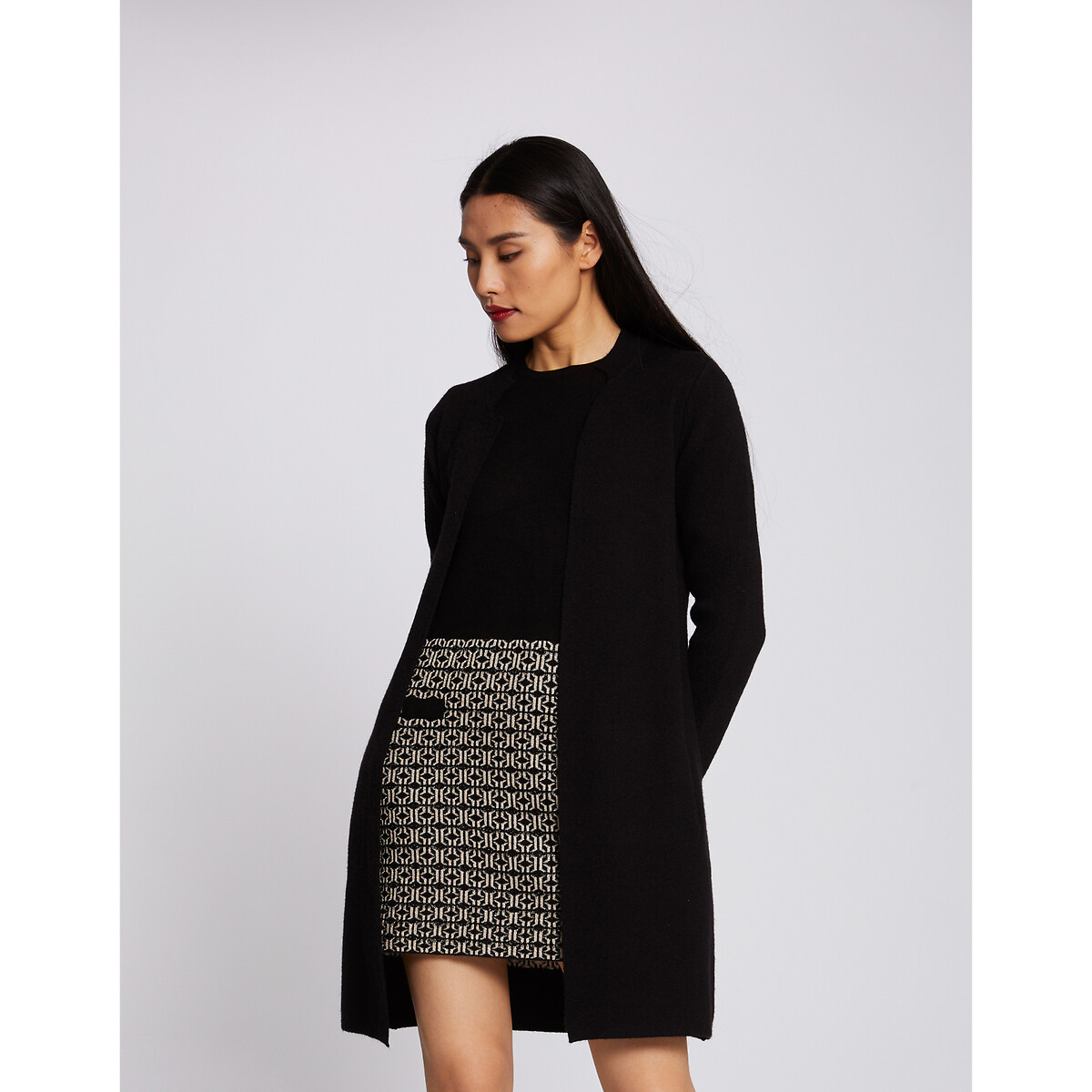 Morgan Longline Two-Tone Cardigan Women's Black Small
