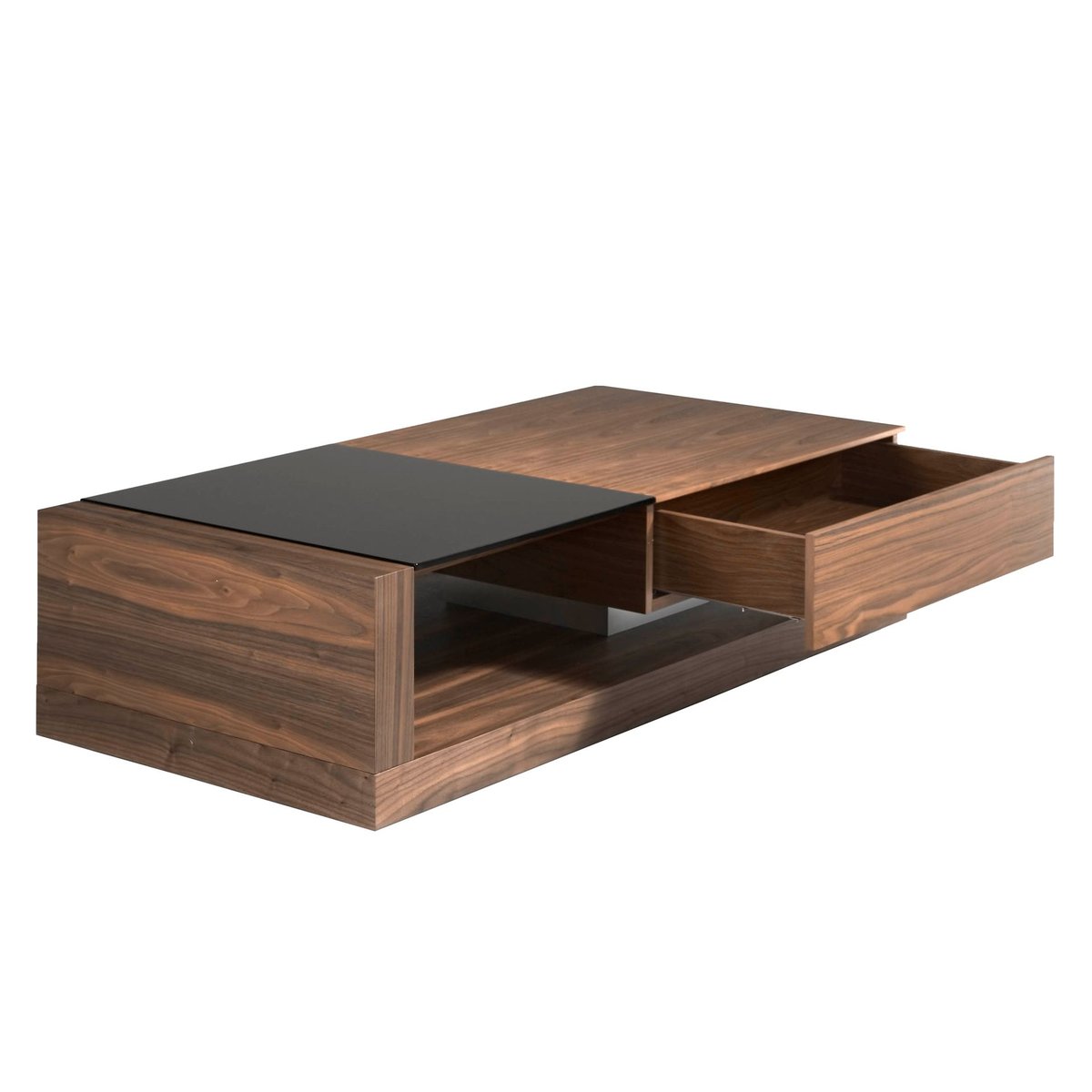 Table basse rectangulaire Table basse rectangulaire Verre noir et noyer noyer | noir | acier, ANGEL CERDA