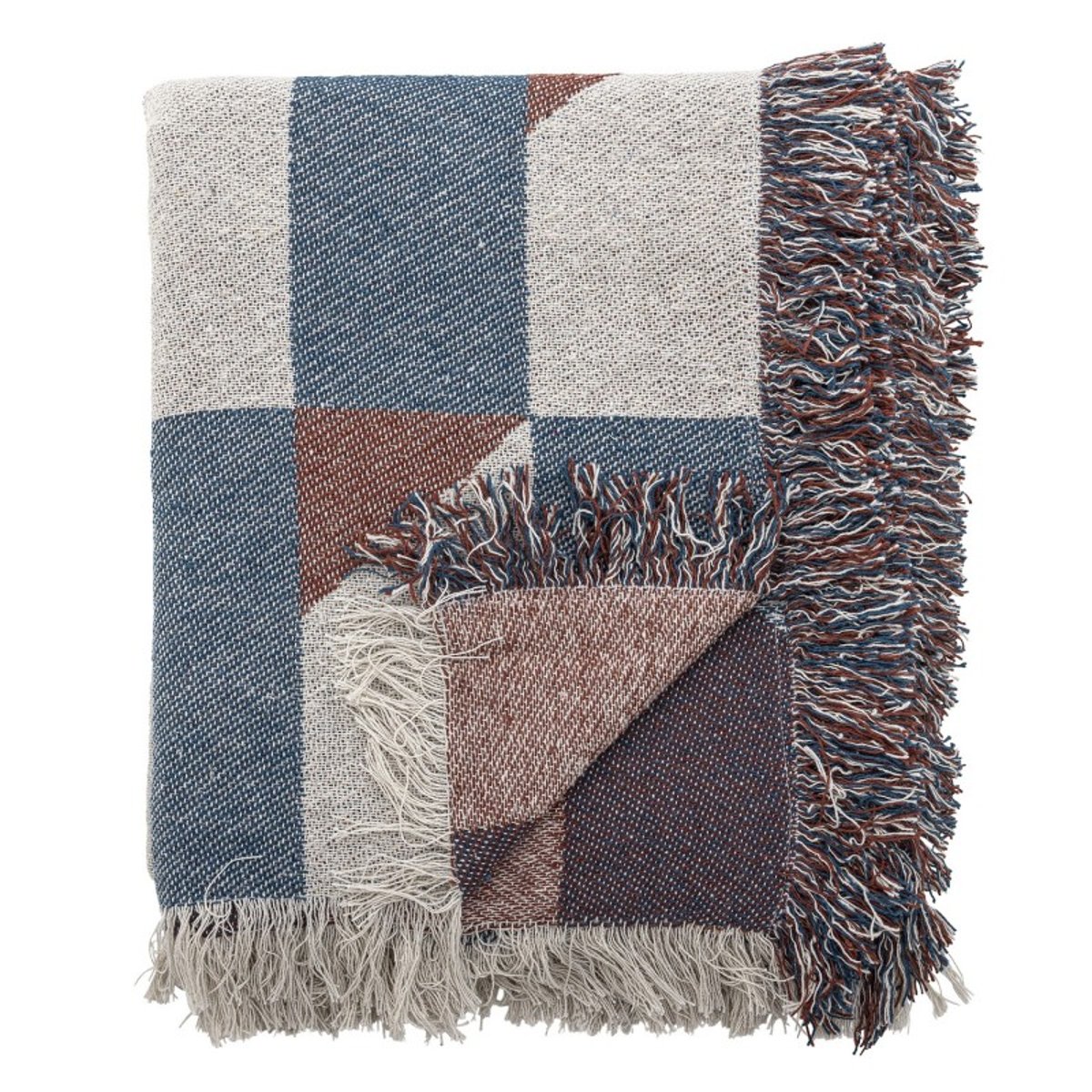 Plaid coton motif graphique franges  True multicolore, BLOOMINGVILLE