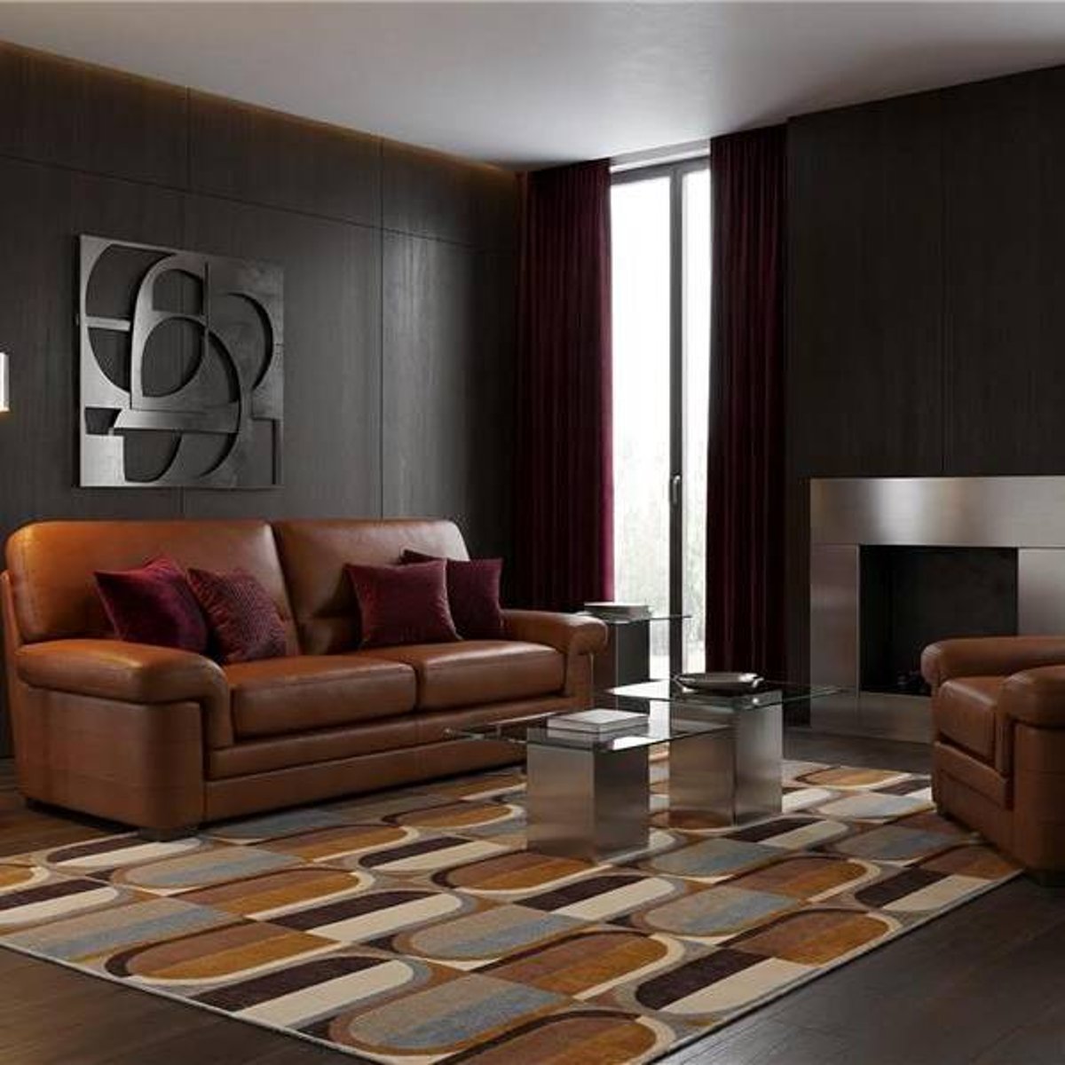 Fauteuil cuir - MELBOURNE cognac, CAMIF