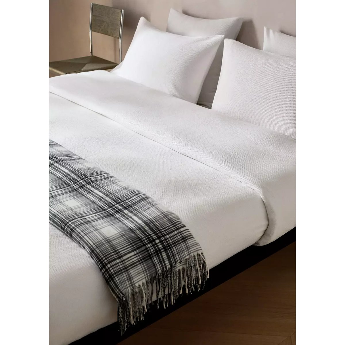 Housse de couette coton garment-dyed mini waffle lit 90 cm blanc cassé, MANGO HOME