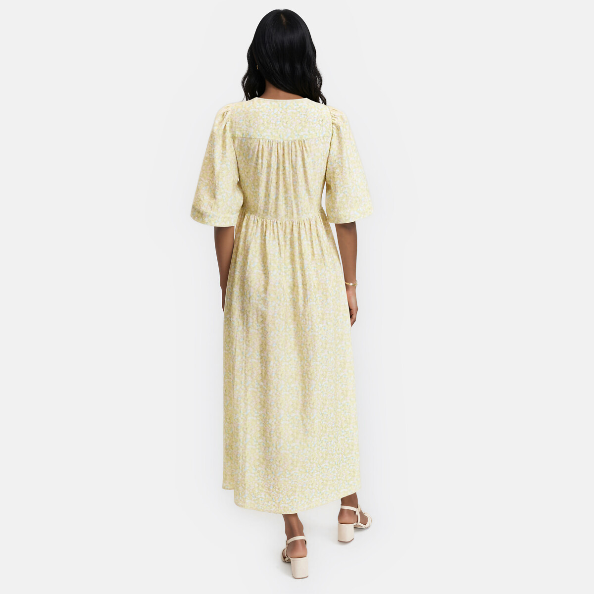 Robe longue portefeuille imprimé floral imprimé fleur jaune, LA REDOUTE COLLECTIONS